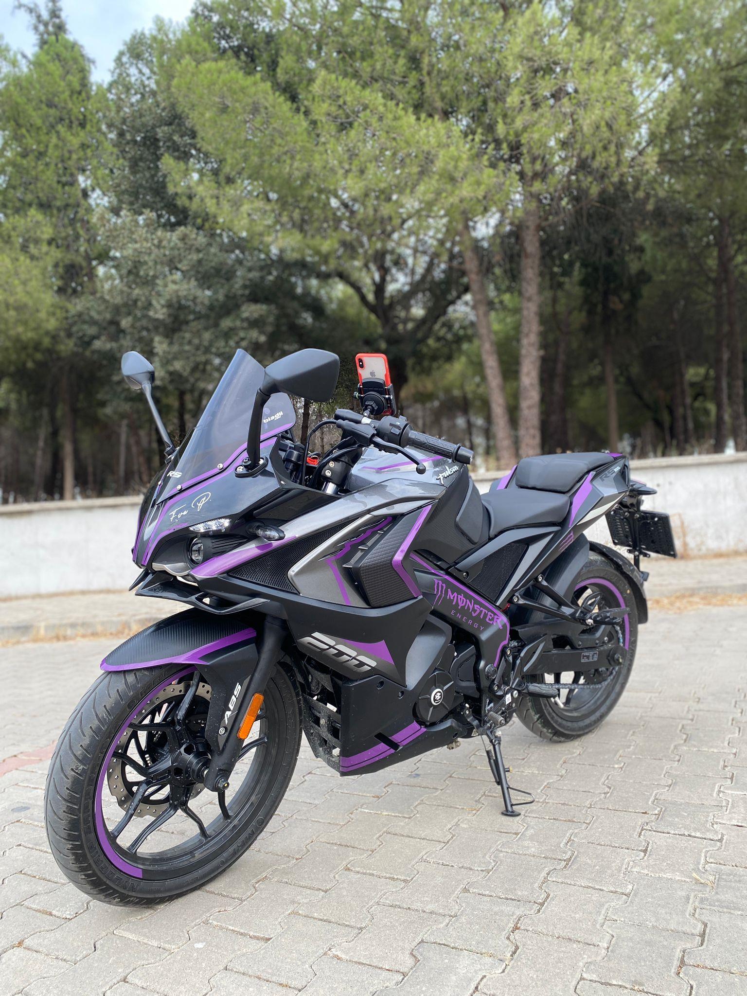 Bajaj RS200 Mor (Purple Violet Mor )  Motosiklet Sticker Etiket Full Takım Modeli