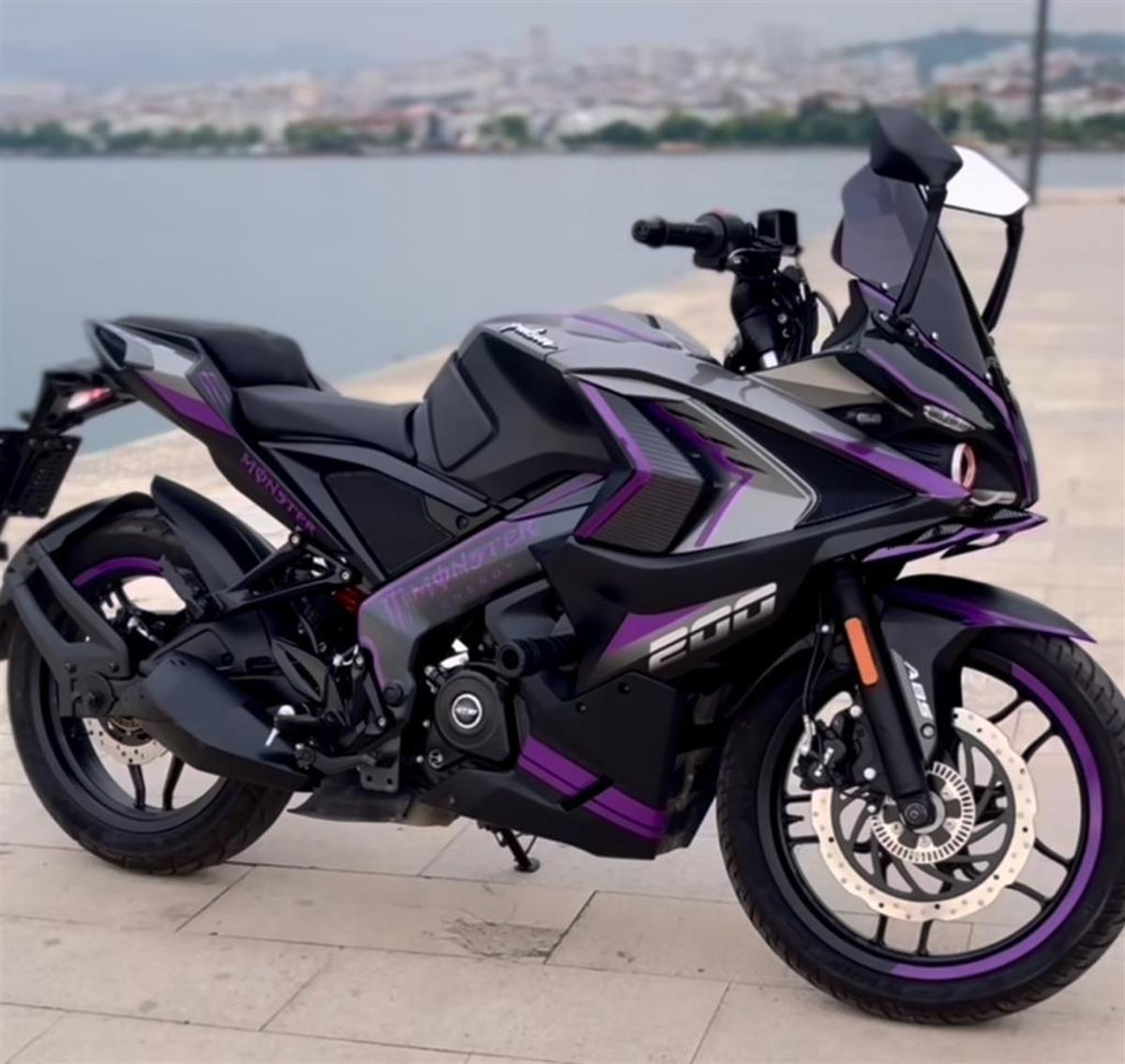 Bajaj RS200 Mor (Purple Violet Mor )  Motosiklet Sticker Etiket Full Takım Modeli