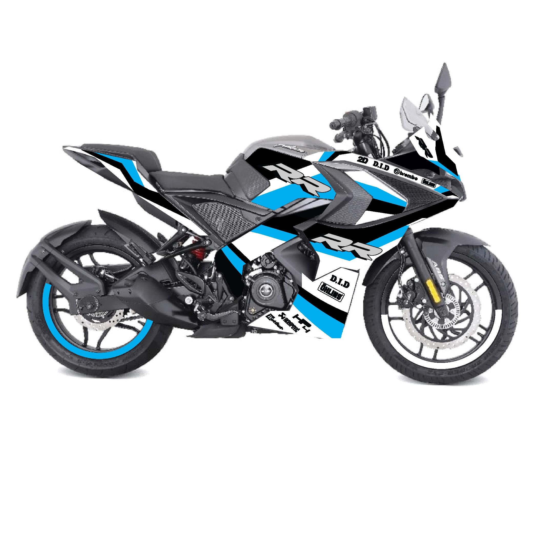 BAJAJ RS200 RR Model Tasarım Motosiklet Sticker Etiket Modeli Turkuaz - Siyah 