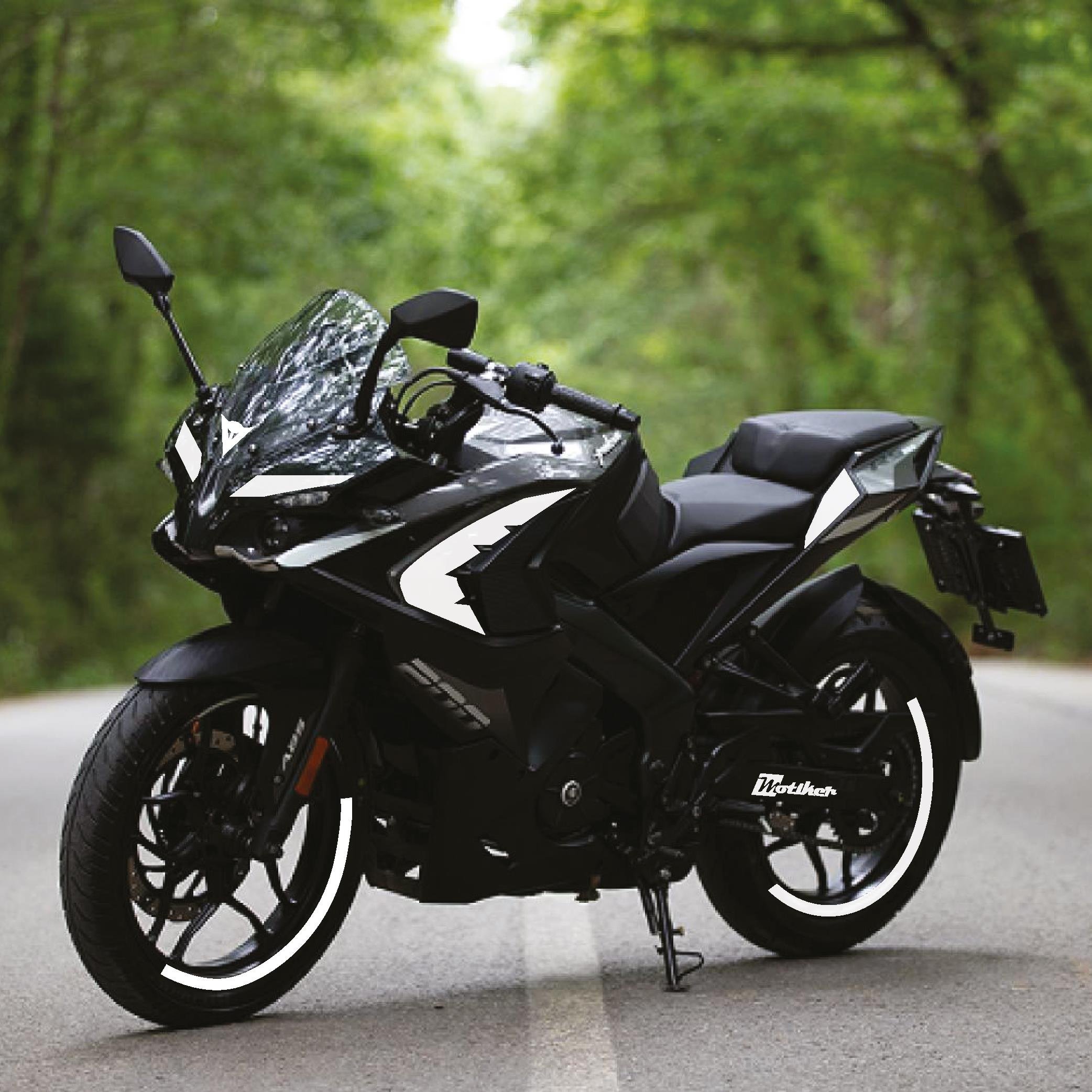 PULSAR RS 200Bajaj RS200 Tek Renk Beyaz Parçalı Motosiklet Sticker Etiket Takım Modeli