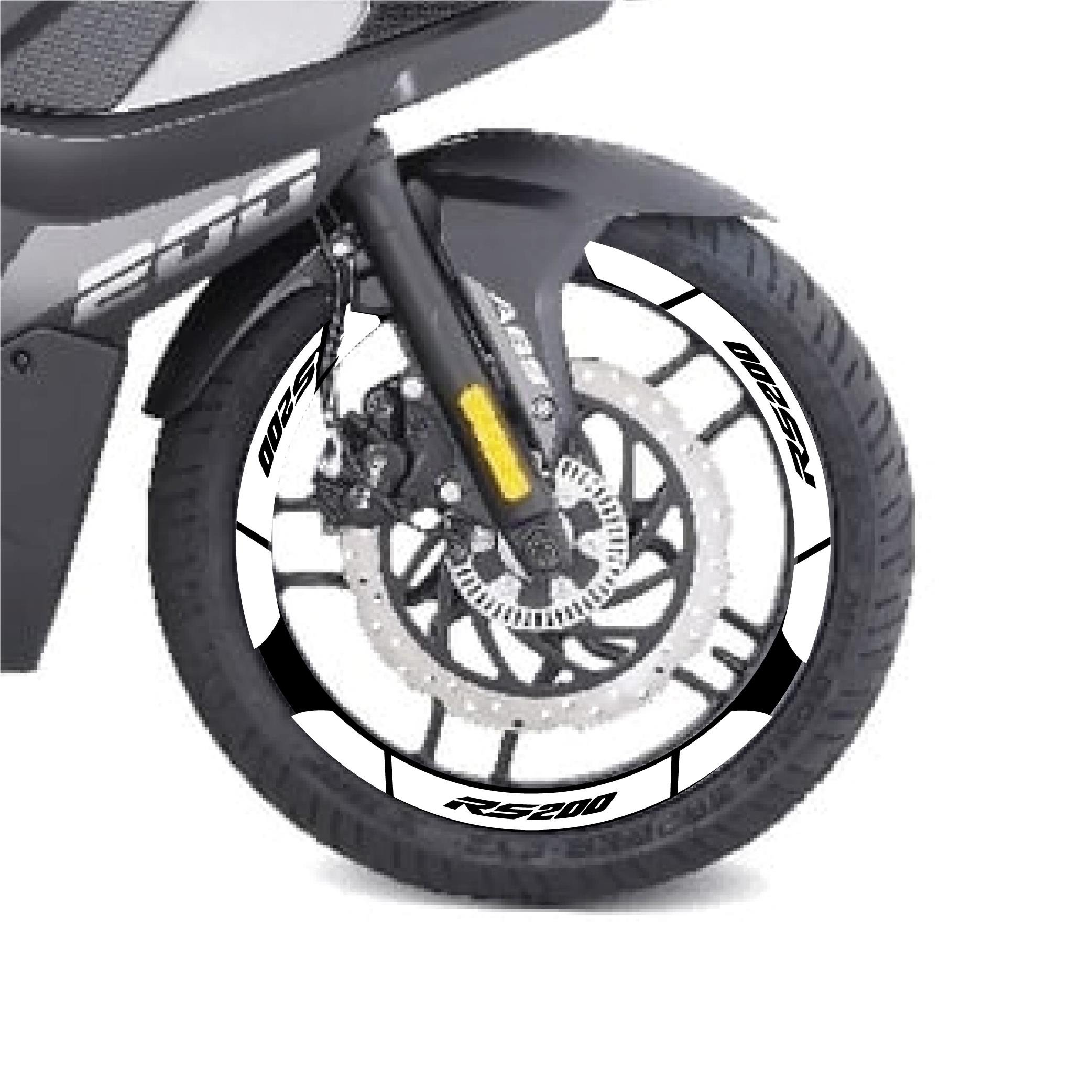 PULSAR RS 200Beyaz Bajaj Pulsar RS200 Geniş Jant Sticker Etiket Modeli