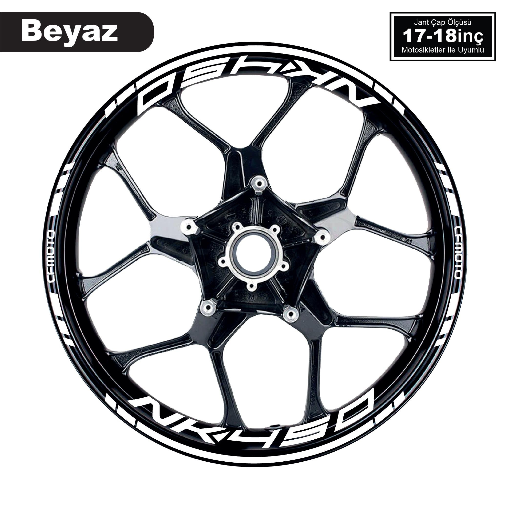 450 NKBeyaz CFMOTO 450NK Motosiklet Jant Sticker Etiket Modeli İç & Dış Takım