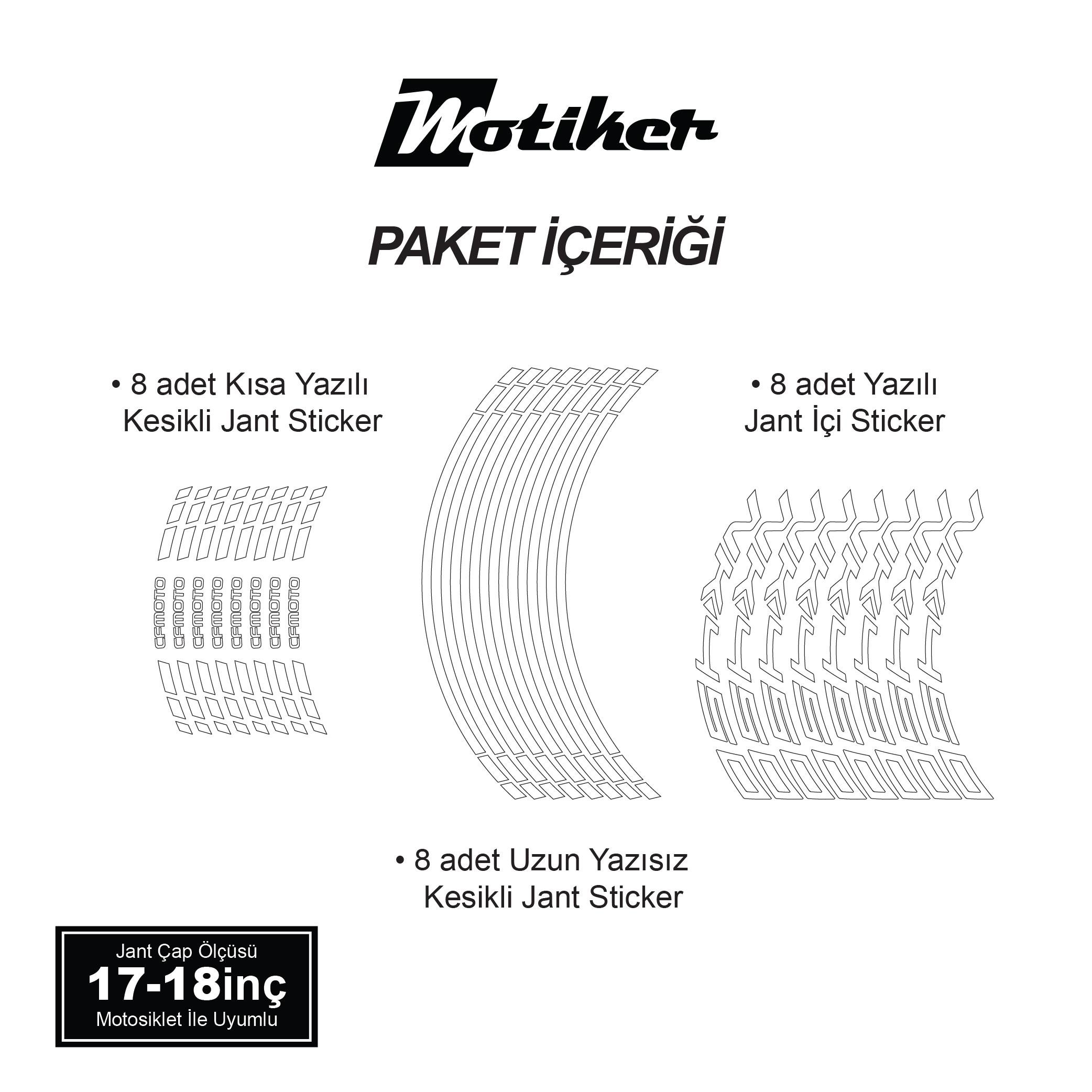 450 NKBeyaz CFMOTO 450NK Motosiklet Jant Sticker Etiket Modeli İç & Dış Takım