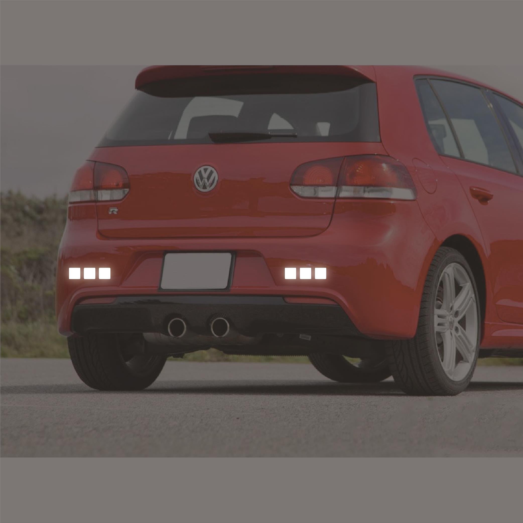 Reflective StickerBeyaz Reflective (Reflektif) 6'lı Kare Sticker Paketi Otomobil Motosiklet Reflektif Parlayan Sticker Etiket Modeli