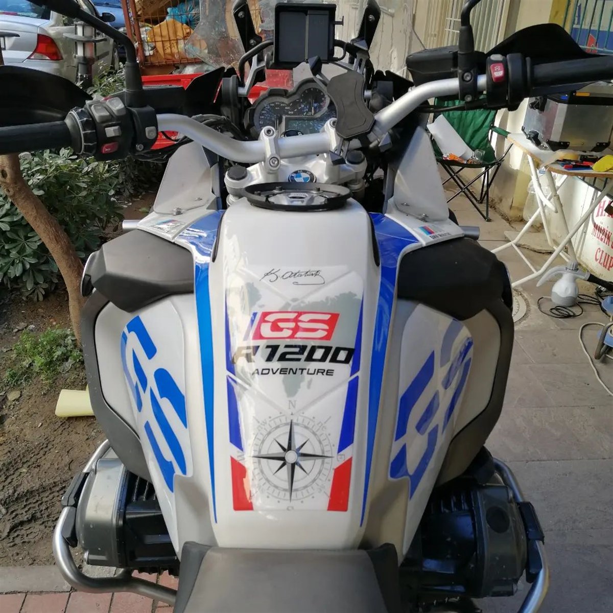 BMW R1200 GS Beyaz Tank Pad Damla Sticker Etiket Modeli