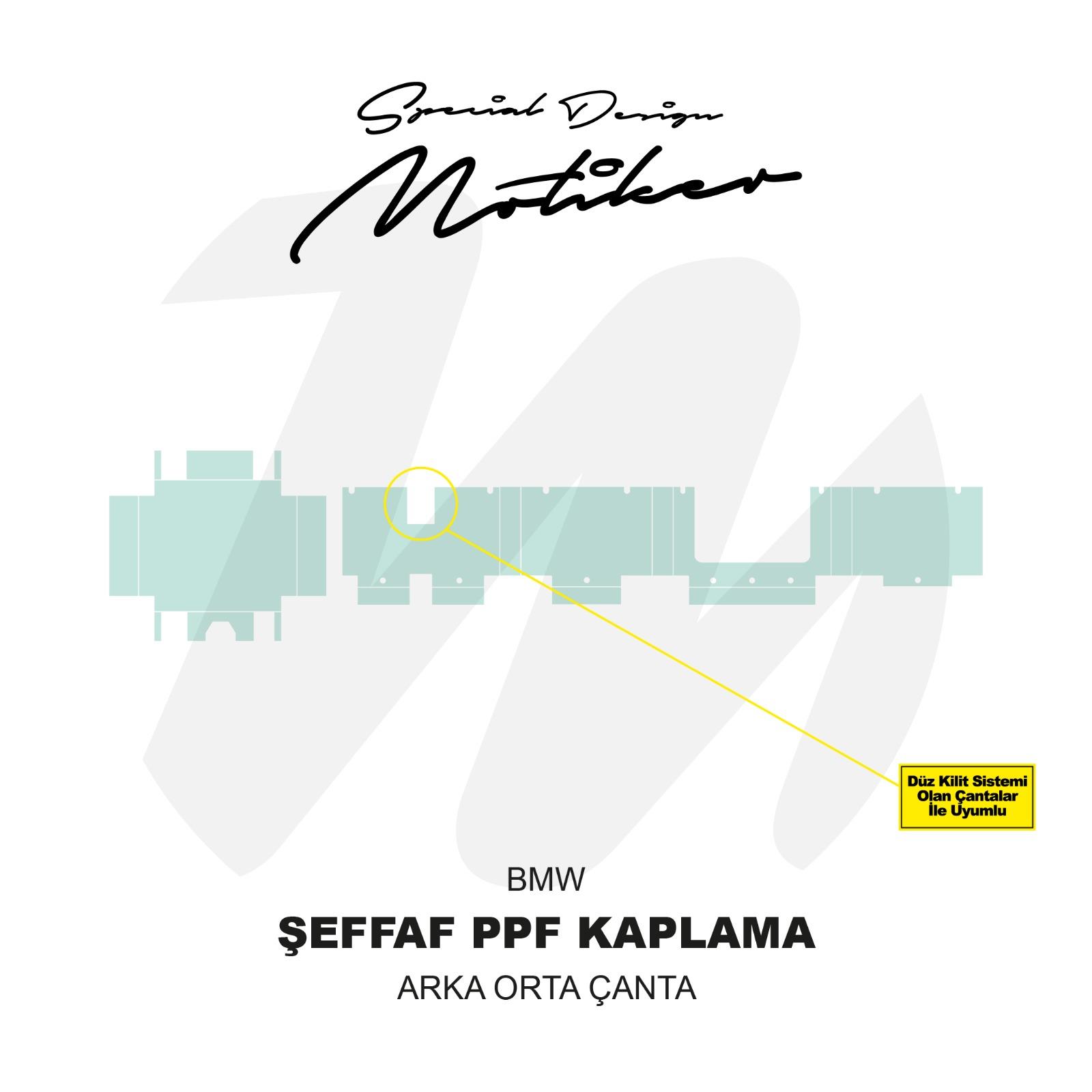 R1250 GSBMW R1250GS 2024 32LT Arka Orta Çanta Şeffaf PPF Kaplama Sticker Etiket Modeli