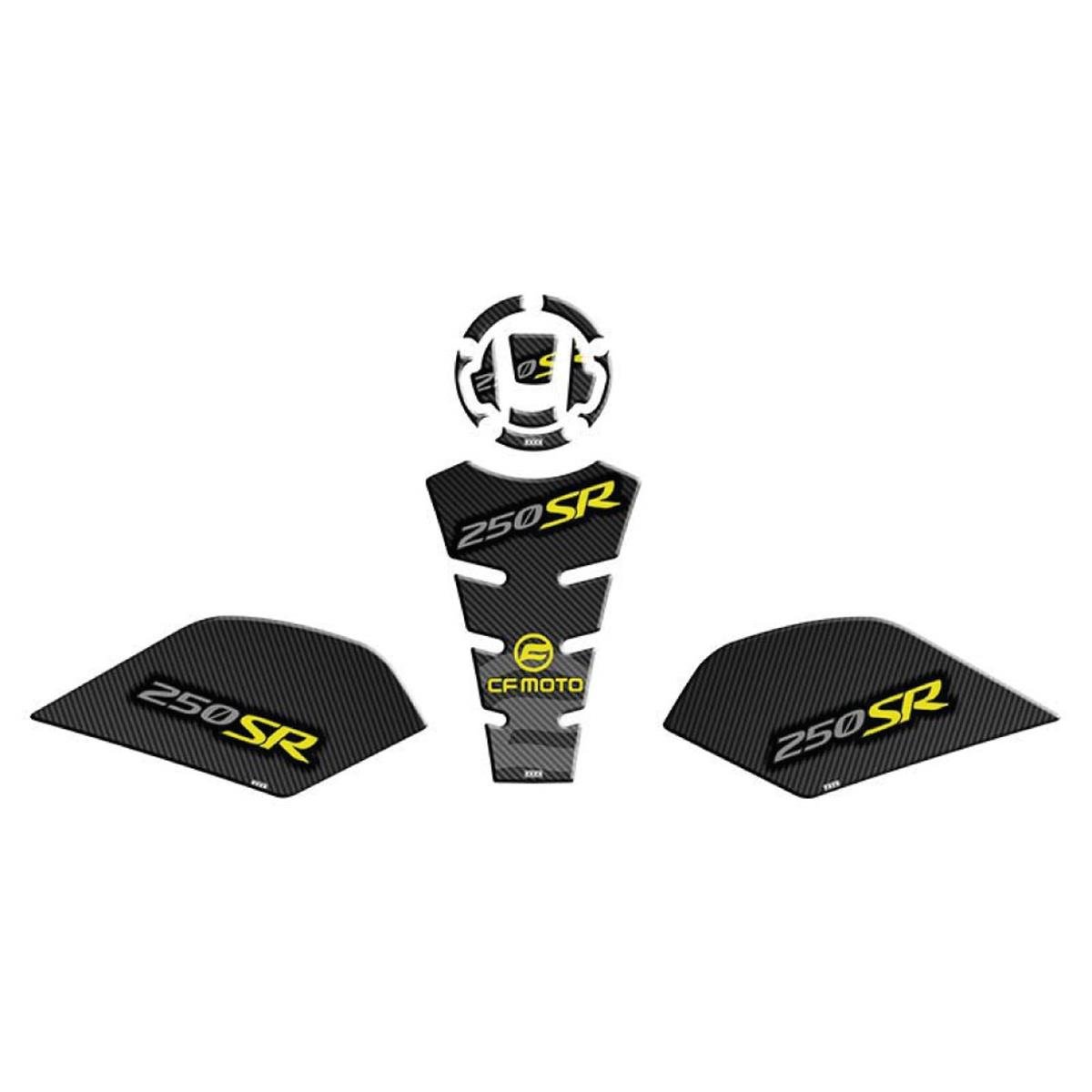 CF MOTO 250 SR 2020- 2023 UYUMLU Tank Pad SET Sarı-Gri Detaylı