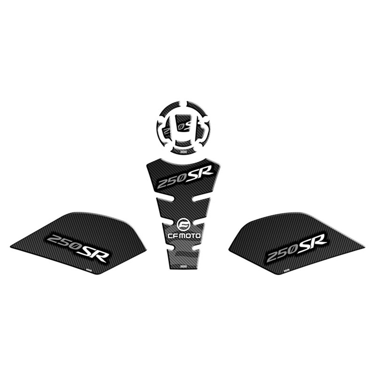 CF MOTO 250 SR Karbon Gri Beyaz  Tank Pad Damla Sticker Modeli Takım 