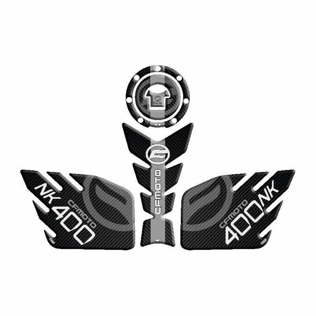 CF MOTO 400 NK 2017 - 2022 UYUMLU Tank Pad SET Siyah/Gri