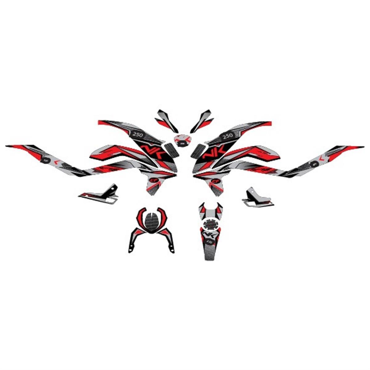 CF MOTO NK 250 - Orange Full Desen Parça Takım Sticker Modeli