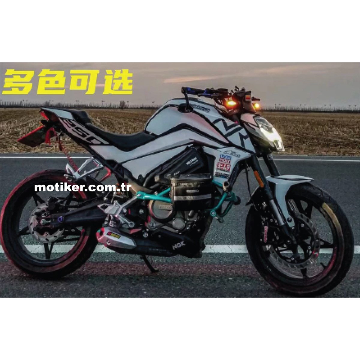 CF MOTO NK250 Beyaz Kaplama Siyah Sticker Etiket Modeli