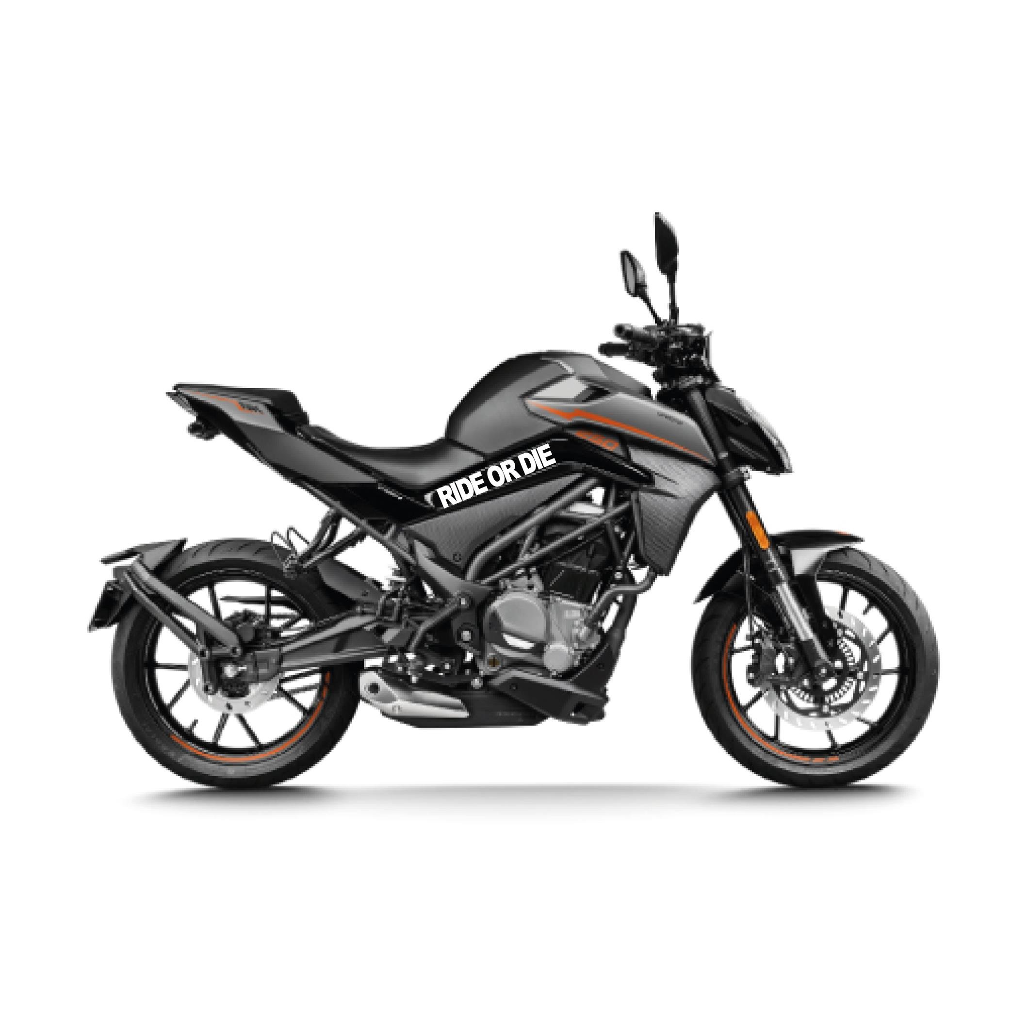 250 NKCFMOTO 250 NK Ride Or Die Orta Şase Tasarım Motosiklet Sticker Etiket Modeli Beyaz