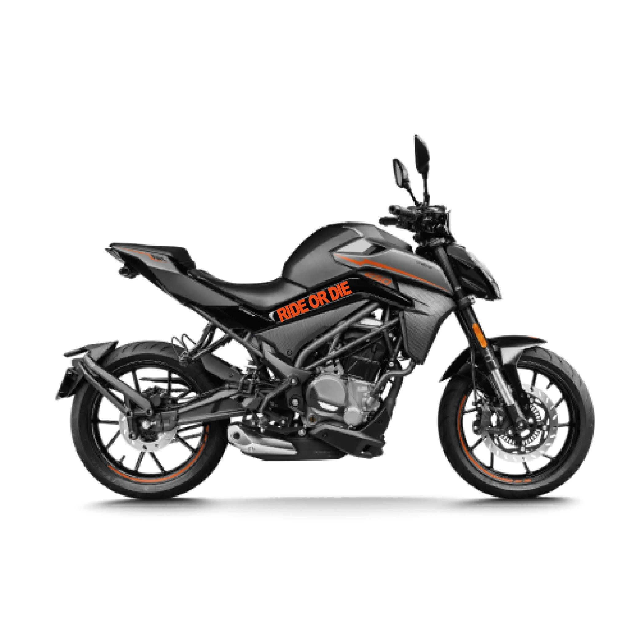 250 NKCFMOTO 250 NK Ride Or Die Orta Şase Tasarım Motosiklet Sticker Etiket Modeli Turuncu