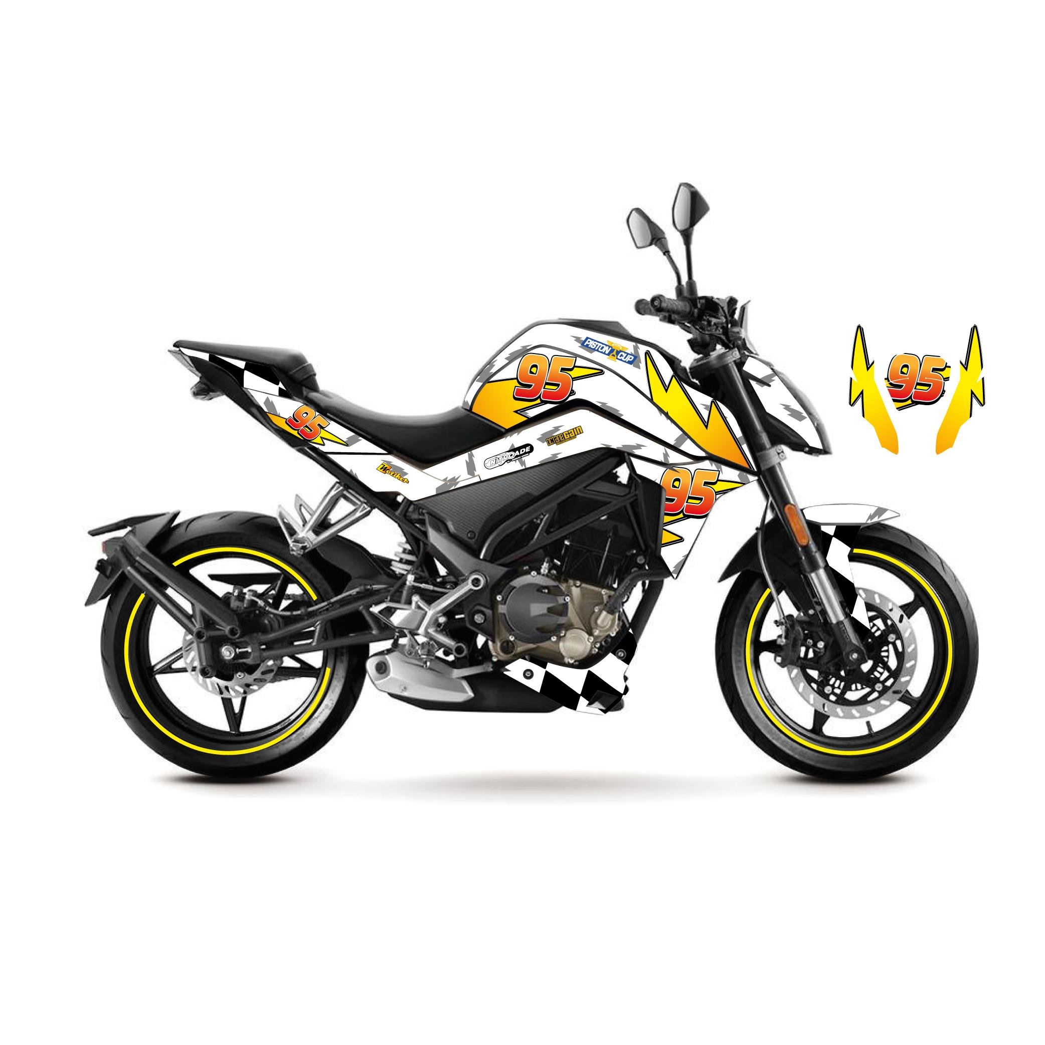 250 NKCFMOTO 250NK McQueen Beyaz Sticker Parçalı Motosiklet Kaplama Etiket Modeli