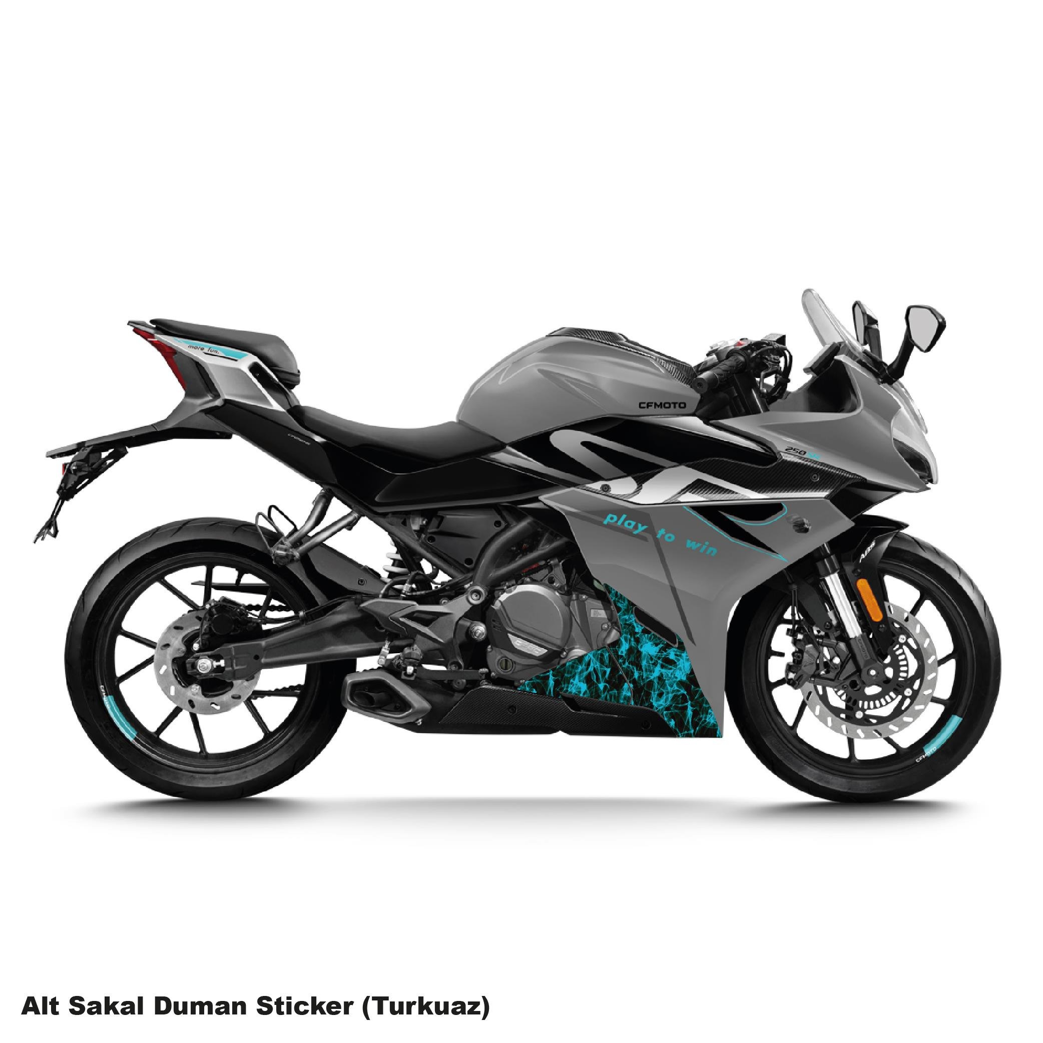 250SRCFMOTO 250SR ALT SAKAL TURKUAZ DUMAN PARÇALI KAPLAMA STICKER ETİKET MODELİ