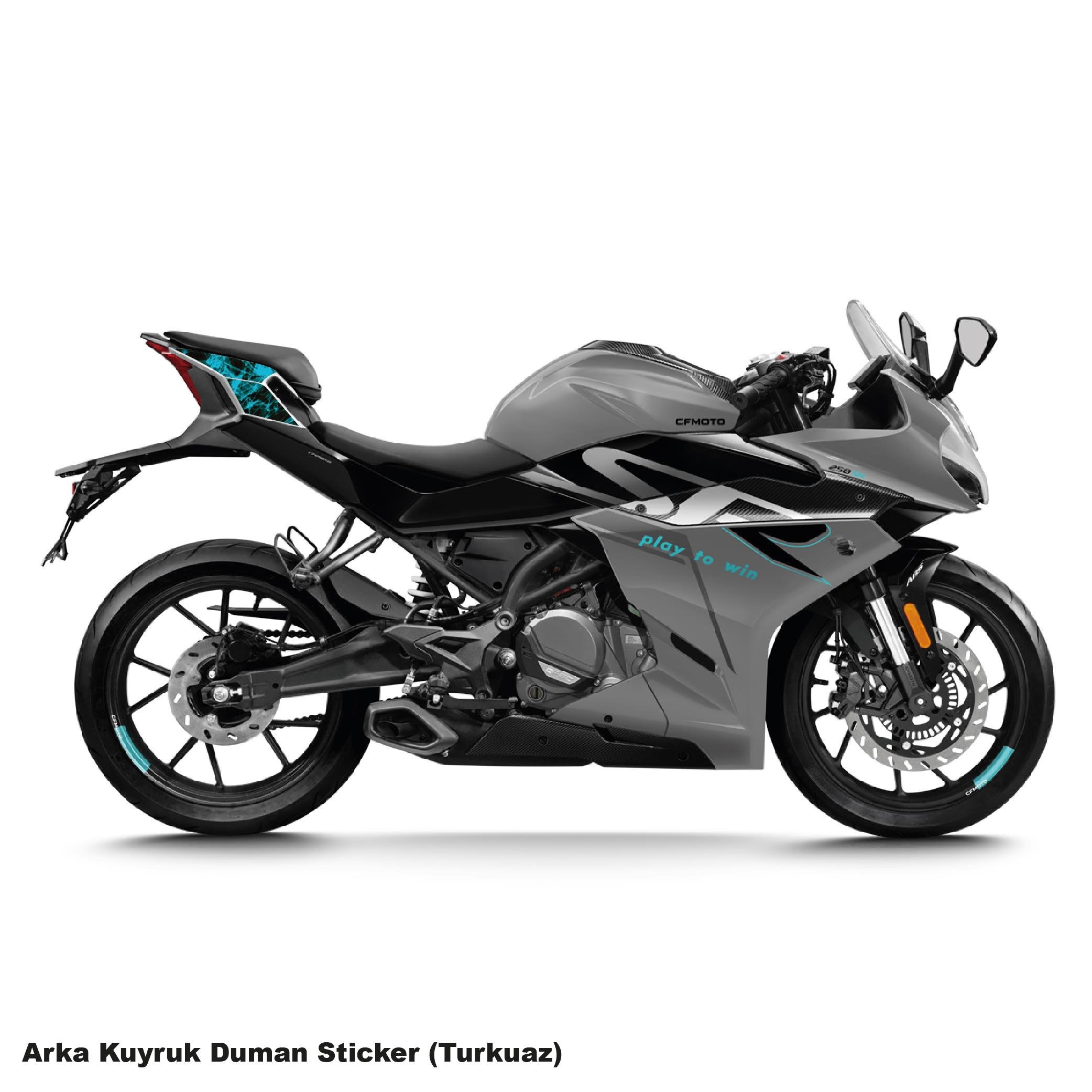250SRCFMOTO 250SR ARKA KUYRUK TURKUAZ DUMAN PARÇALI KAPLAMA STICKER ETİKET MODELİ