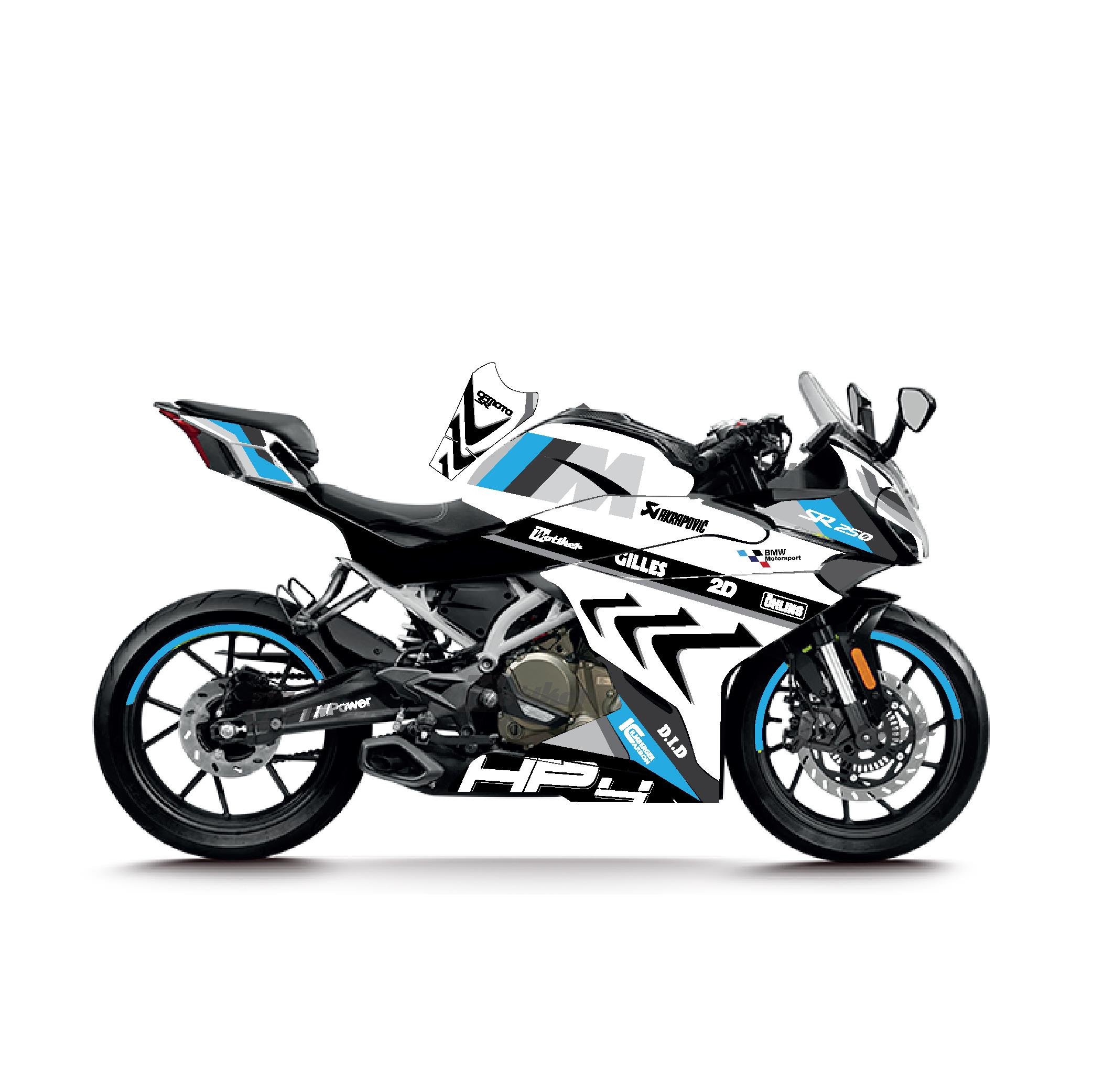 CFMOTO 250SR BMW HP4 MODEL PARCALI MOTOSIKLET KAPLAMA STICKER ETIKET MODELI RENK 5