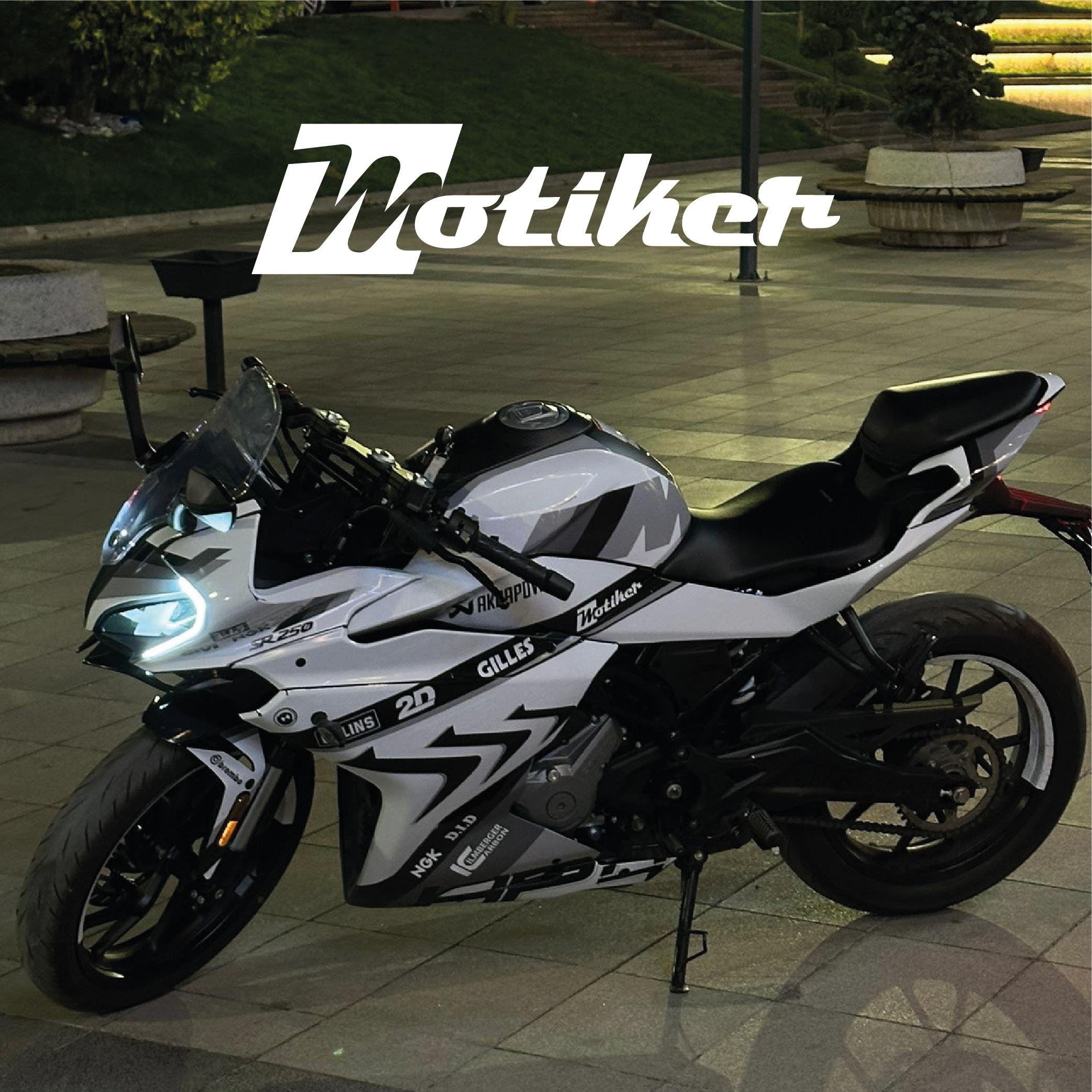 250SRCFMOTO 250SR BMW HP4 MODEL PARCALI MOTOSIKLET KAPLAMA STICKER ETIKET MODELI  SİYAH BEYAZ GRİ RENK