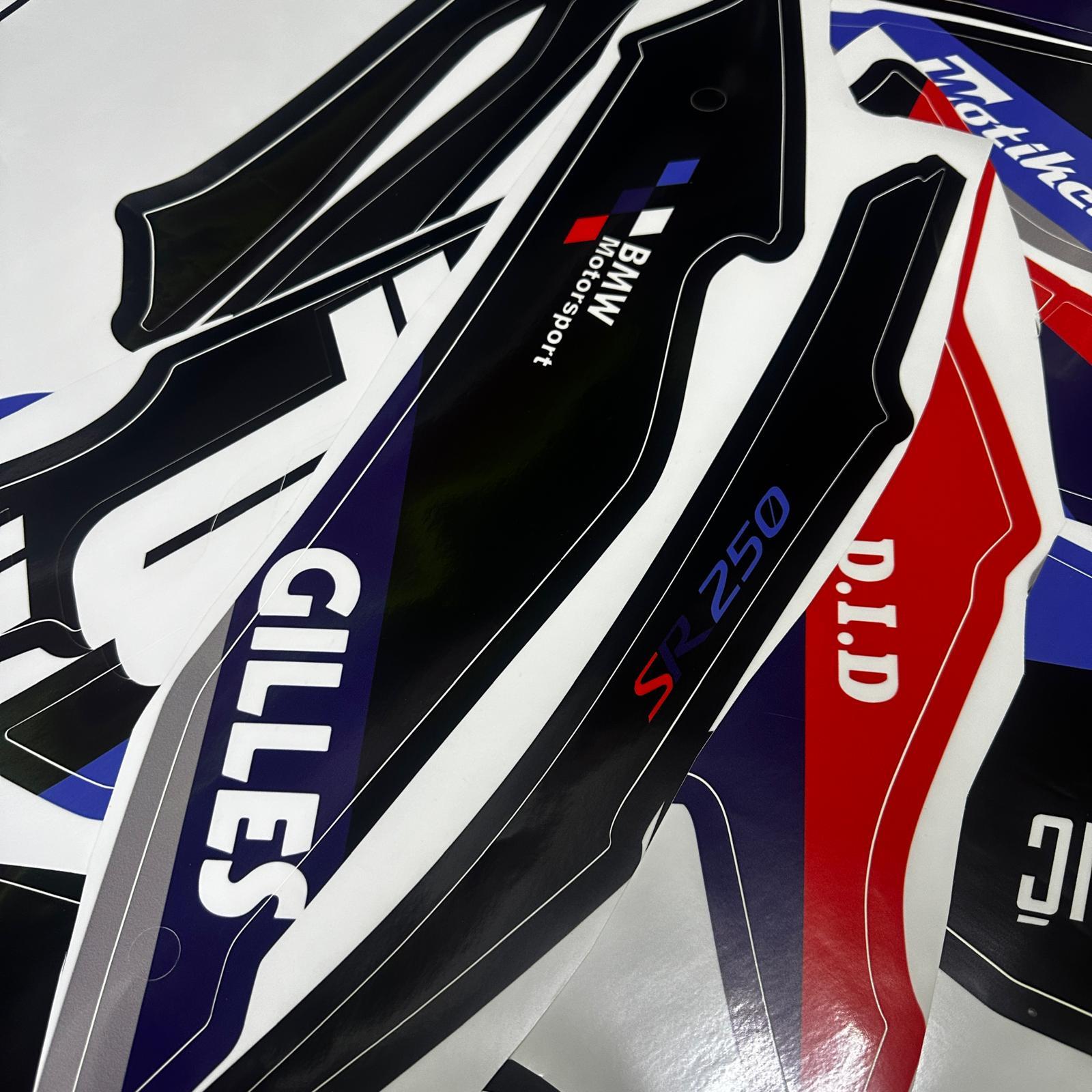 250SRCFMOTO 250SR BMW HP4 MODEL PARCALI MOTOSIKLET KAPLAMA STICKER ETIKET MODELI SIYAH RENK