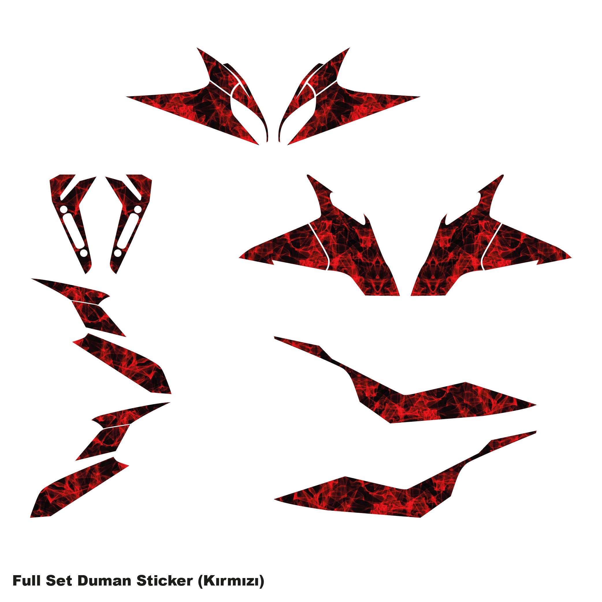 250SRCFMOTO 250SR FULL TAKIM KIRMIZI DUMAN PARÇALI KAPLAMA STICKER ETİKET MODELİ