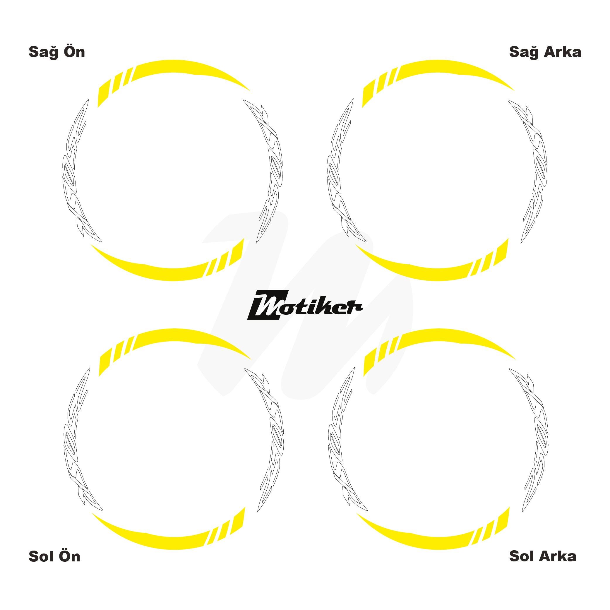 250SRCFMOTO 250SR Geniş Jant Sticker Modeli 16'lı Sarı Beyaz