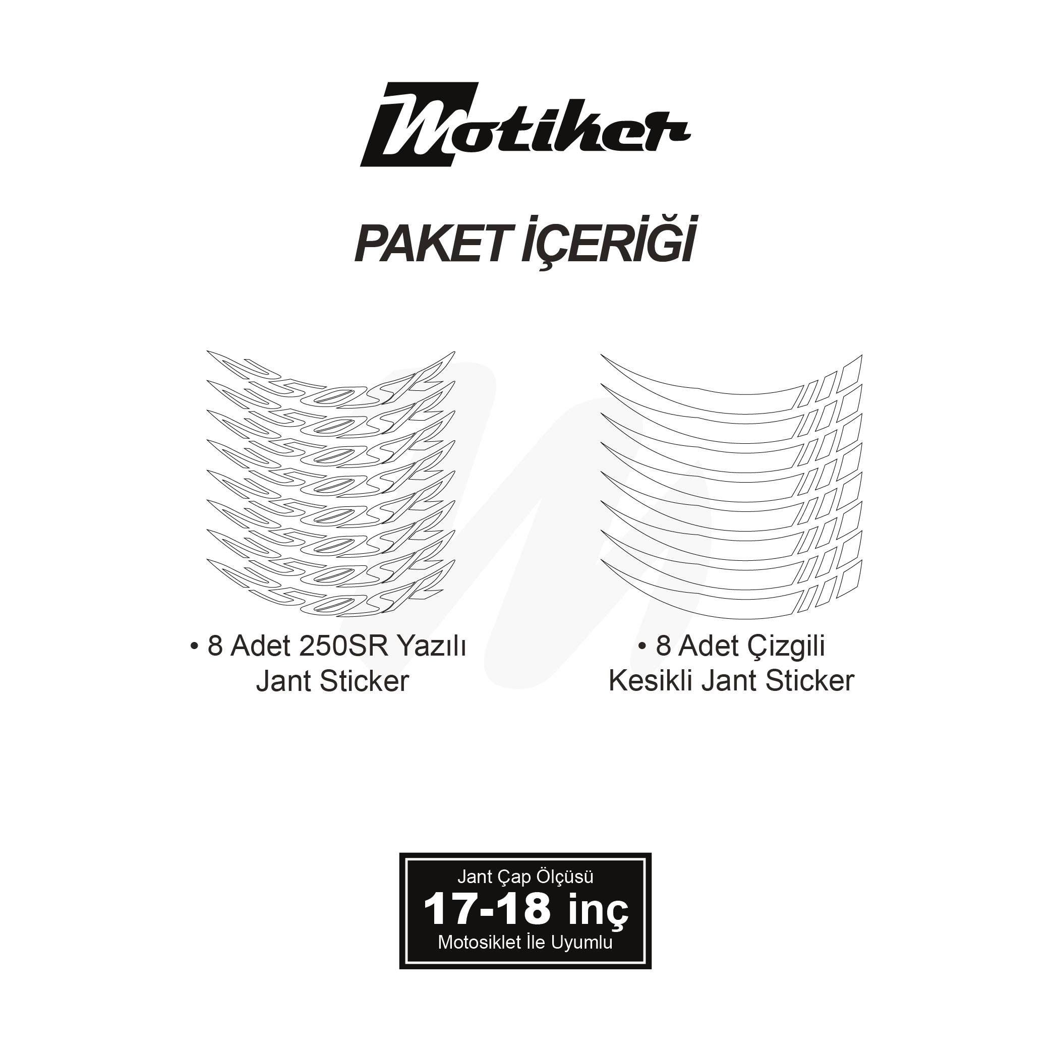 250SRCFMOTO 250SR Geniş Jant Sticker Modeli 16'lı Beyaz