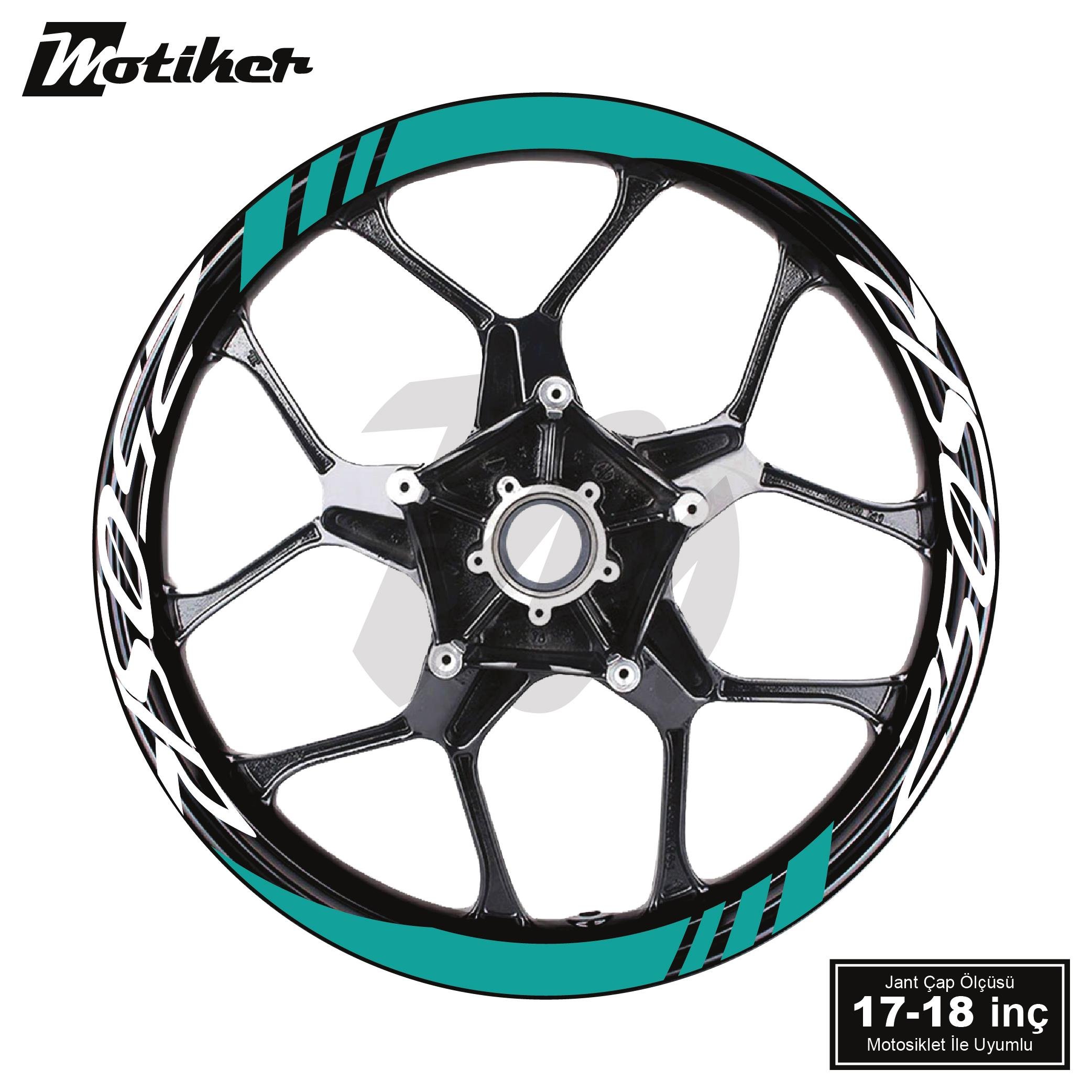 250SRCFMOTO 250SR Geniş Jant Sticker Modeli 16'lı Turkuaz Beyaz