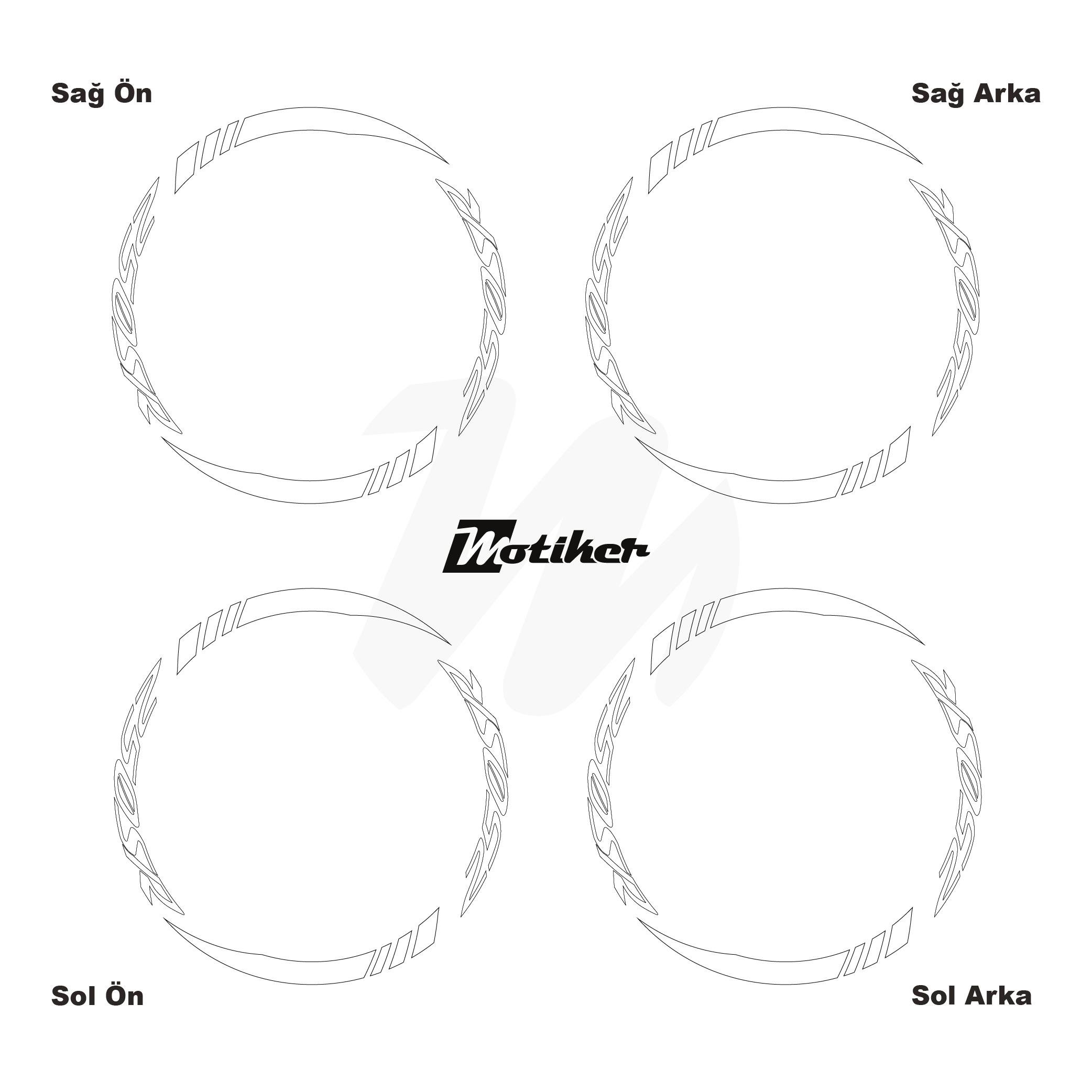 250SRCFMOTO 250SR Geniş Jant Sticker Modeli 16'lı Beyaz