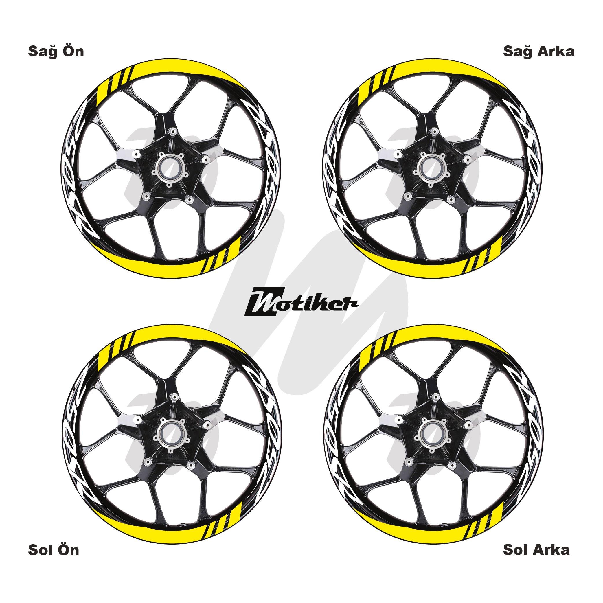 250SRCFMOTO 250SR Geniş Jant Sticker Modeli 16'lı Sarı Beyaz