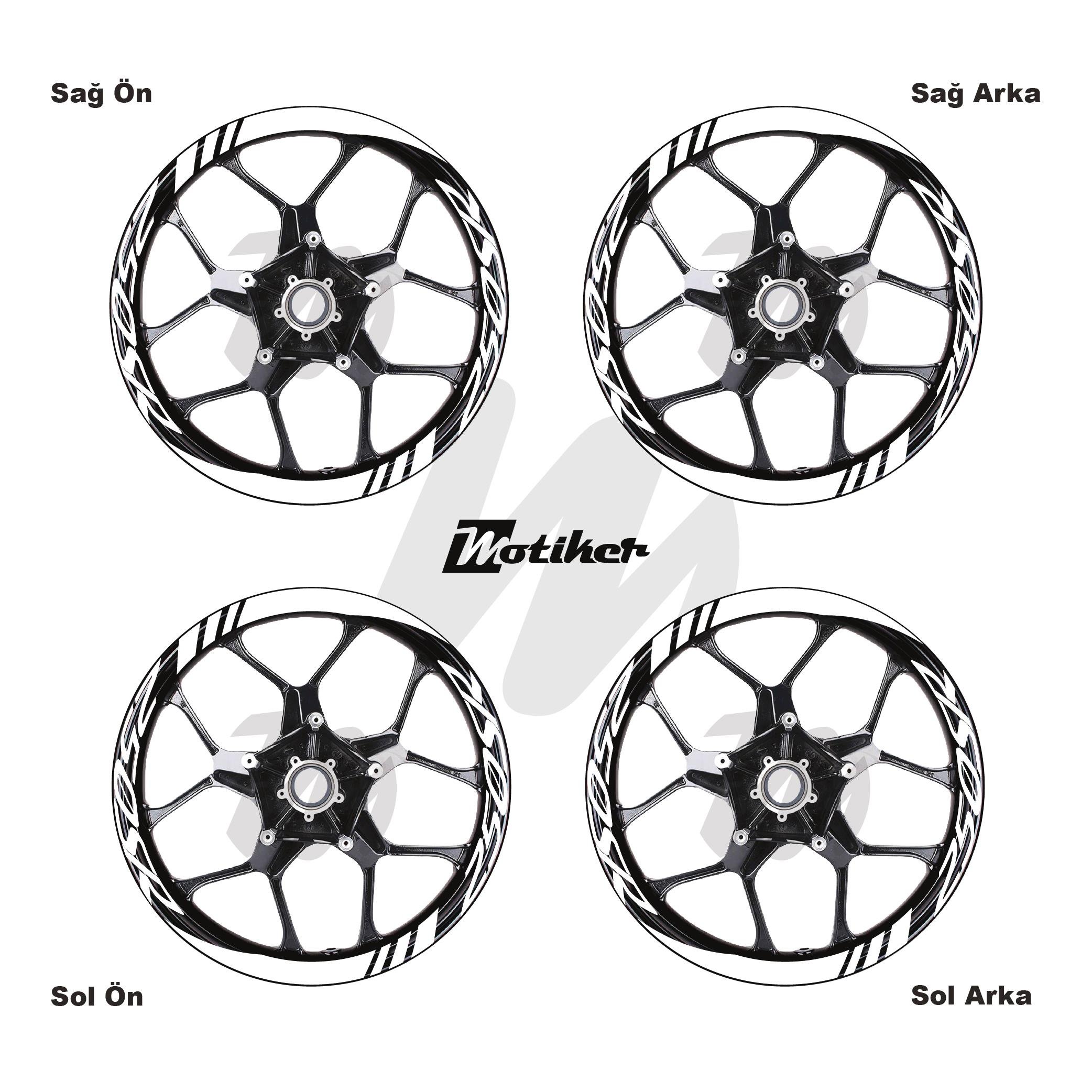 250SRCFMOTO 250SR Geniş Jant Sticker Modeli 16'lı Beyaz