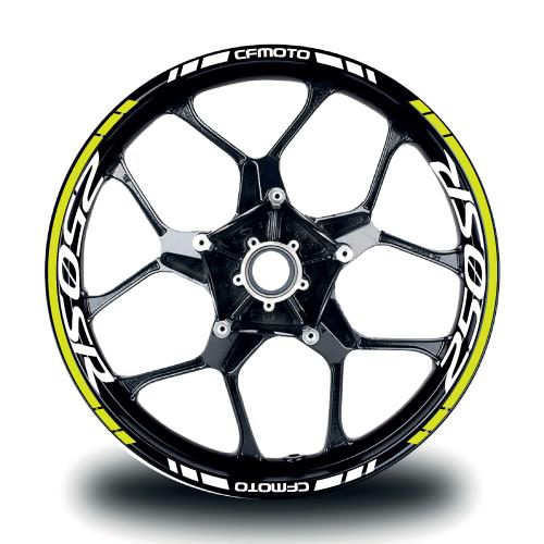 CFMOTO 250SR Jant Sticker İç & Dış Takım Etiket Modeli Neon Sarı - Beyaz