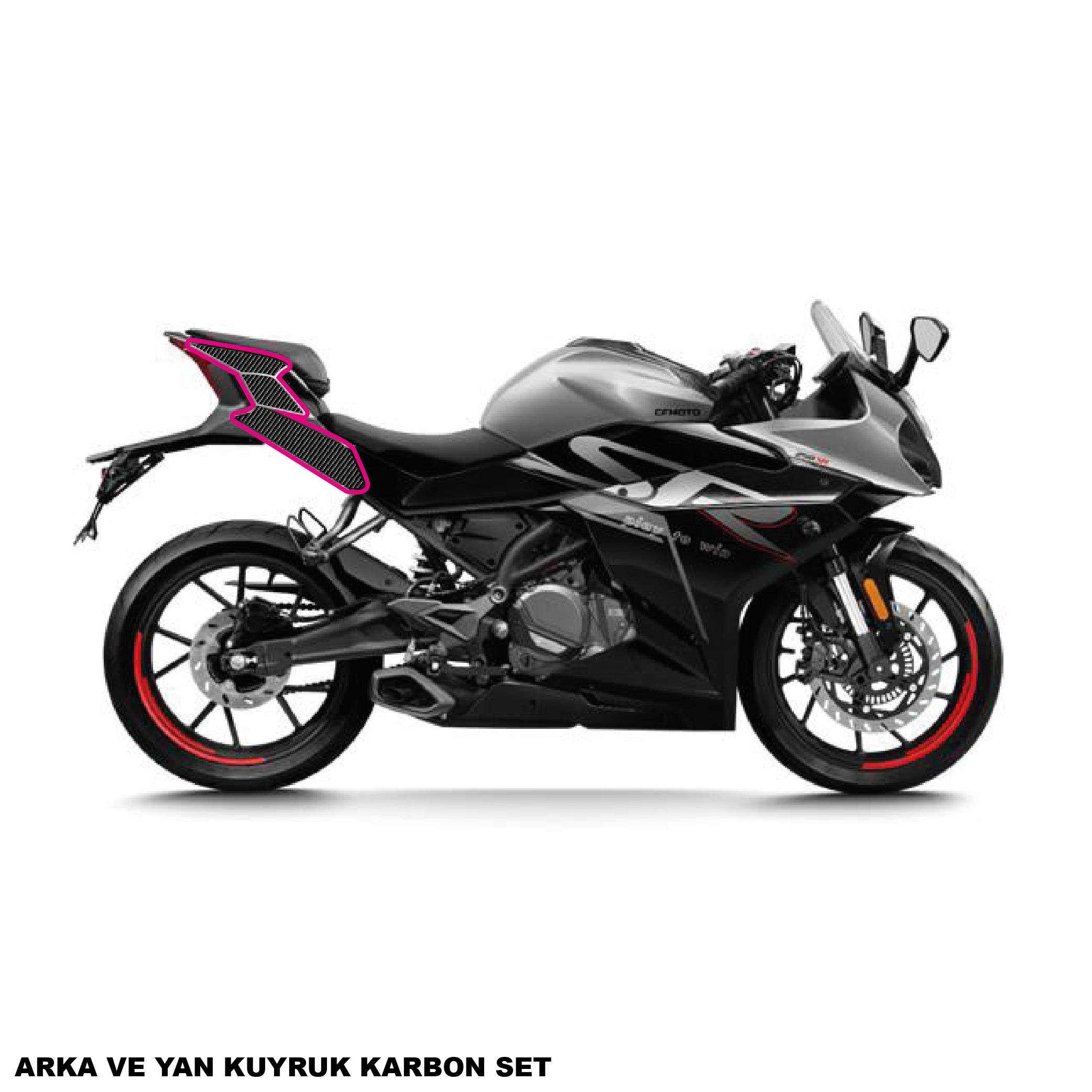 250SRCFMOTO 250SR KARBON STICKER SET ARKA VE YAN KUYRUK PARÇALI KAPLAMA ETİKET MODELİ