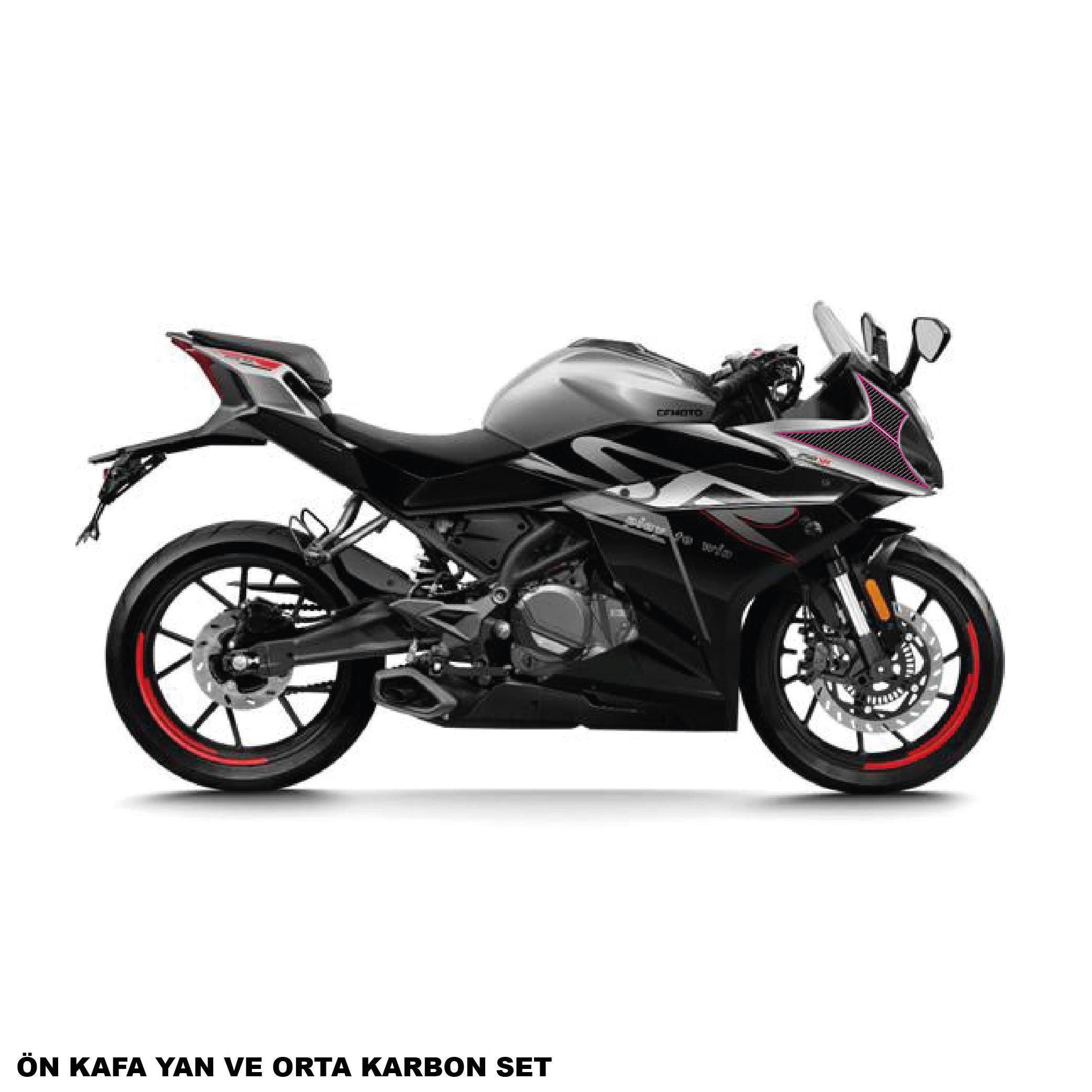250SRCFMOTO 250SR KARBON STICKER SET ÖN KAFA YAN VE ORTA PARÇALI KAPLAMA ETİKET MODELİ