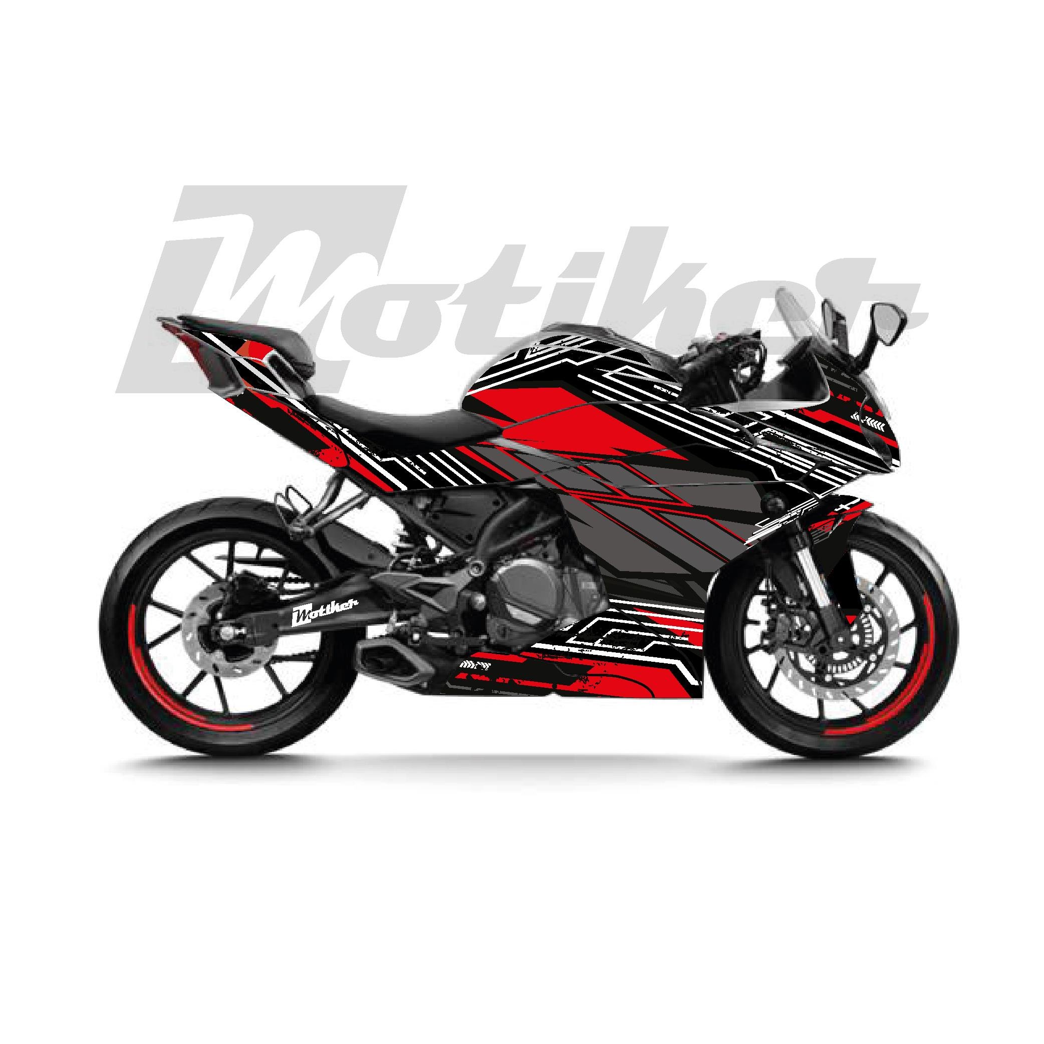 250SRCFMOTO 250SR K'night Model Parçalı Motosiklet Kaplama Sticker Etiket Modeli Kırmızı Gri Beyaz