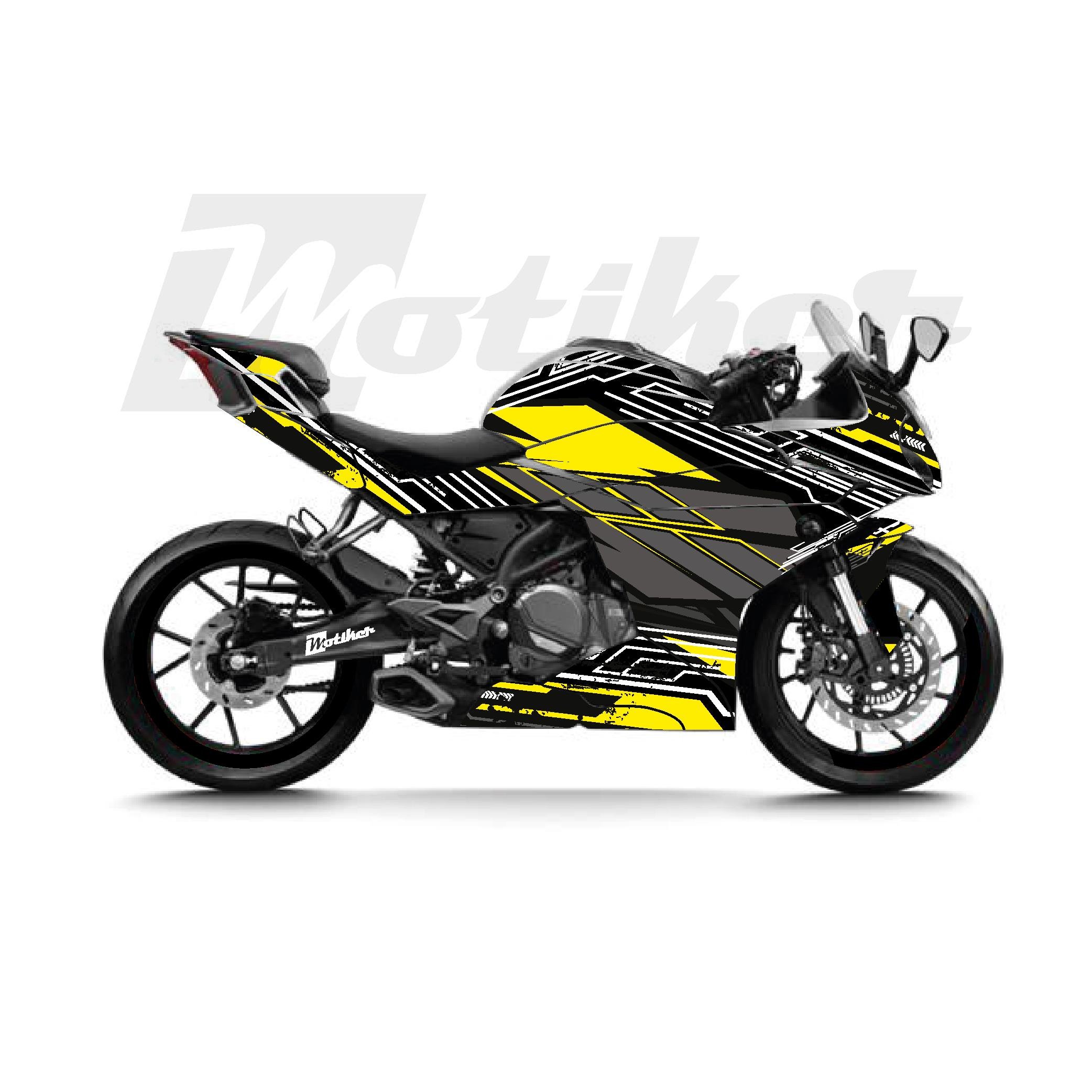 250SRCFMOTO 250SR K'night Model Parçalı Motosiklet Kaplama Sticker Etiket Modeli Sarı Gri Beyaz