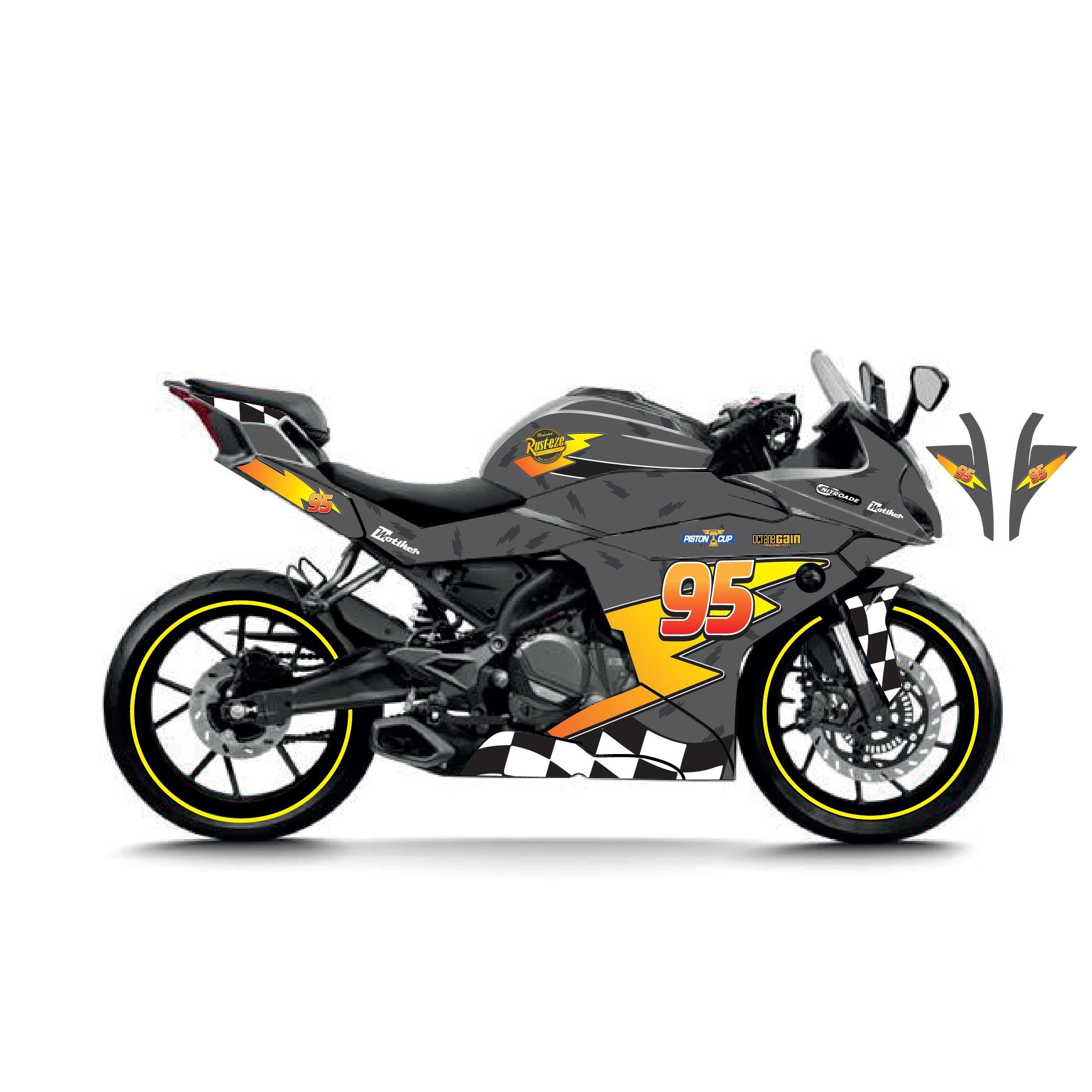 250SRCFMOTO 250SR McQueen Gri Sticker Parçalı Motosiklet Kaplama Etiket Modeli