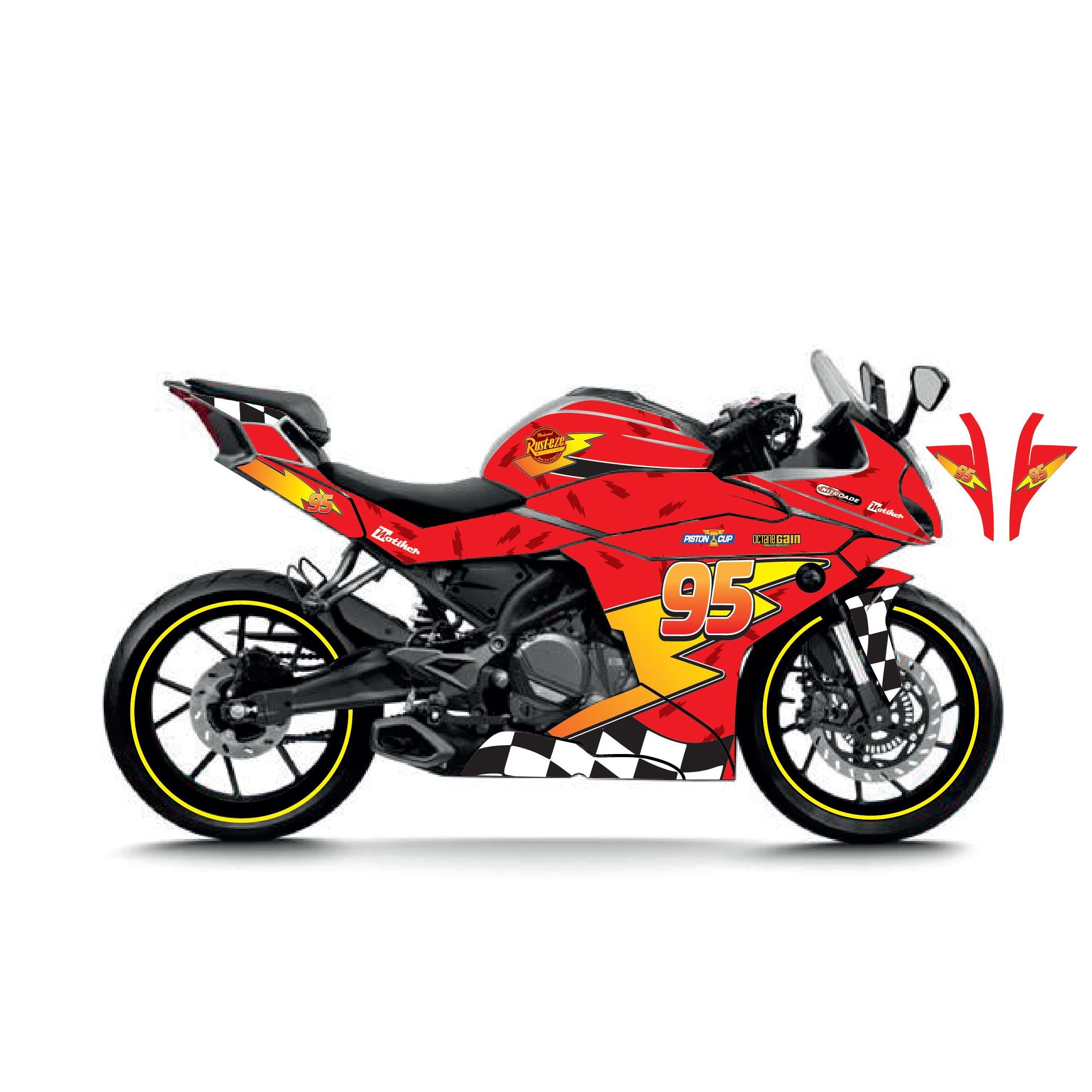 250SRCFMOTO 250SR McQueen Kırmızı Sticker Parçalı Motosiklet Kaplama Etiket Modeli