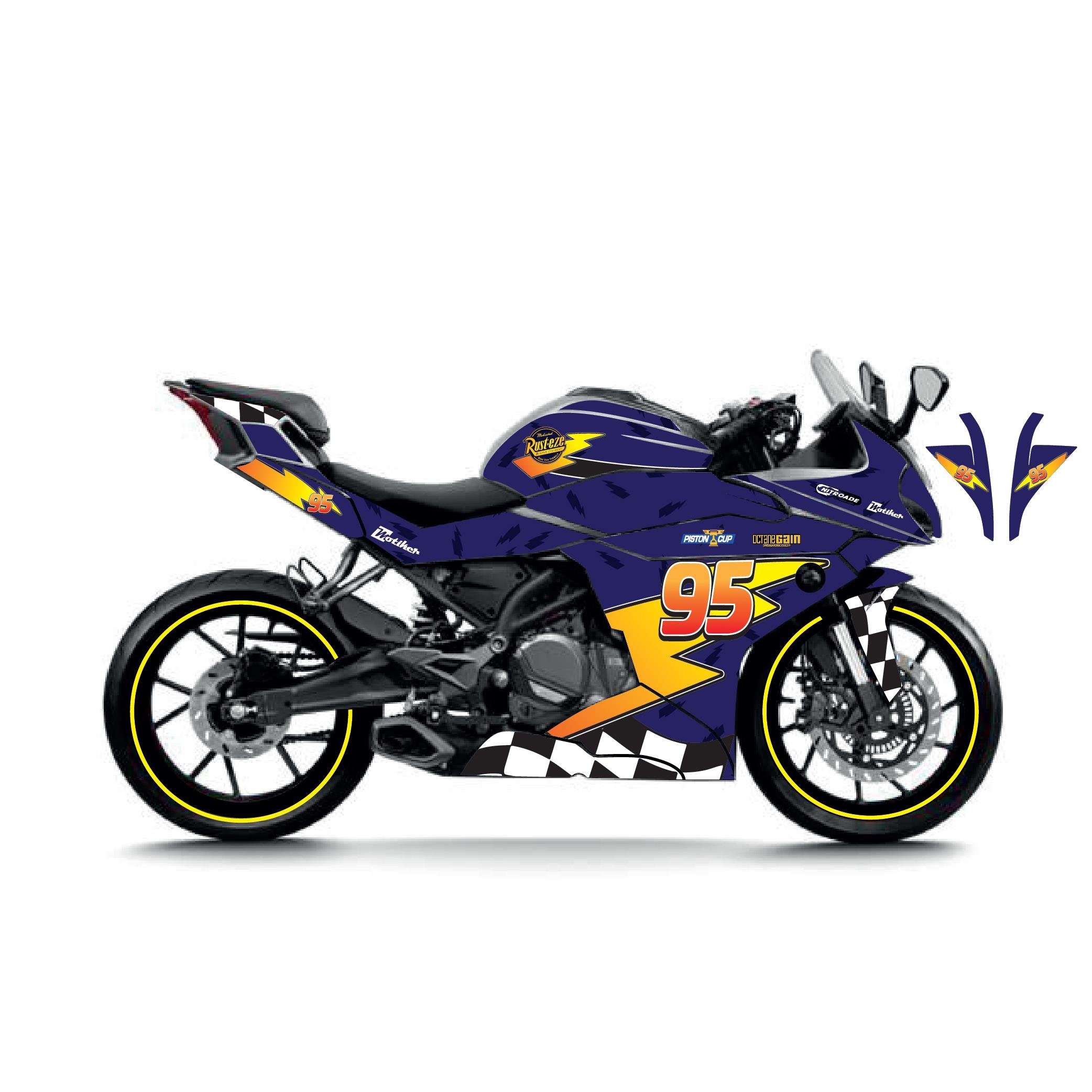250SRCFMOTO 250SR McQueen Lacivert Sticker Parçalı Motosiklet Kaplama Etiket Modeli