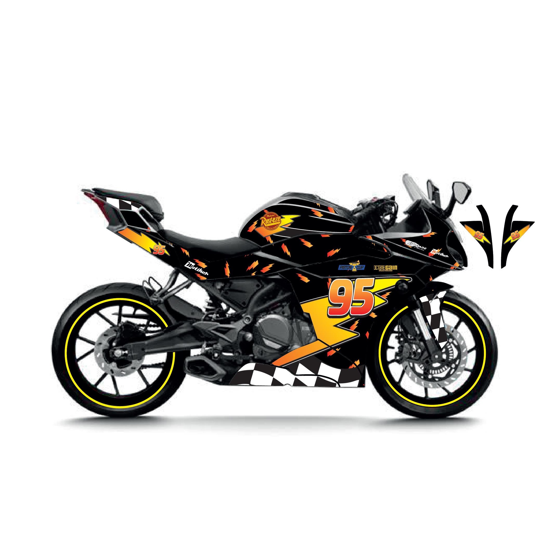 250SRCFMOTO 250SR McQueen Siyah Sticker Parçalı Motosiklet Kaplama Etiket Modeli