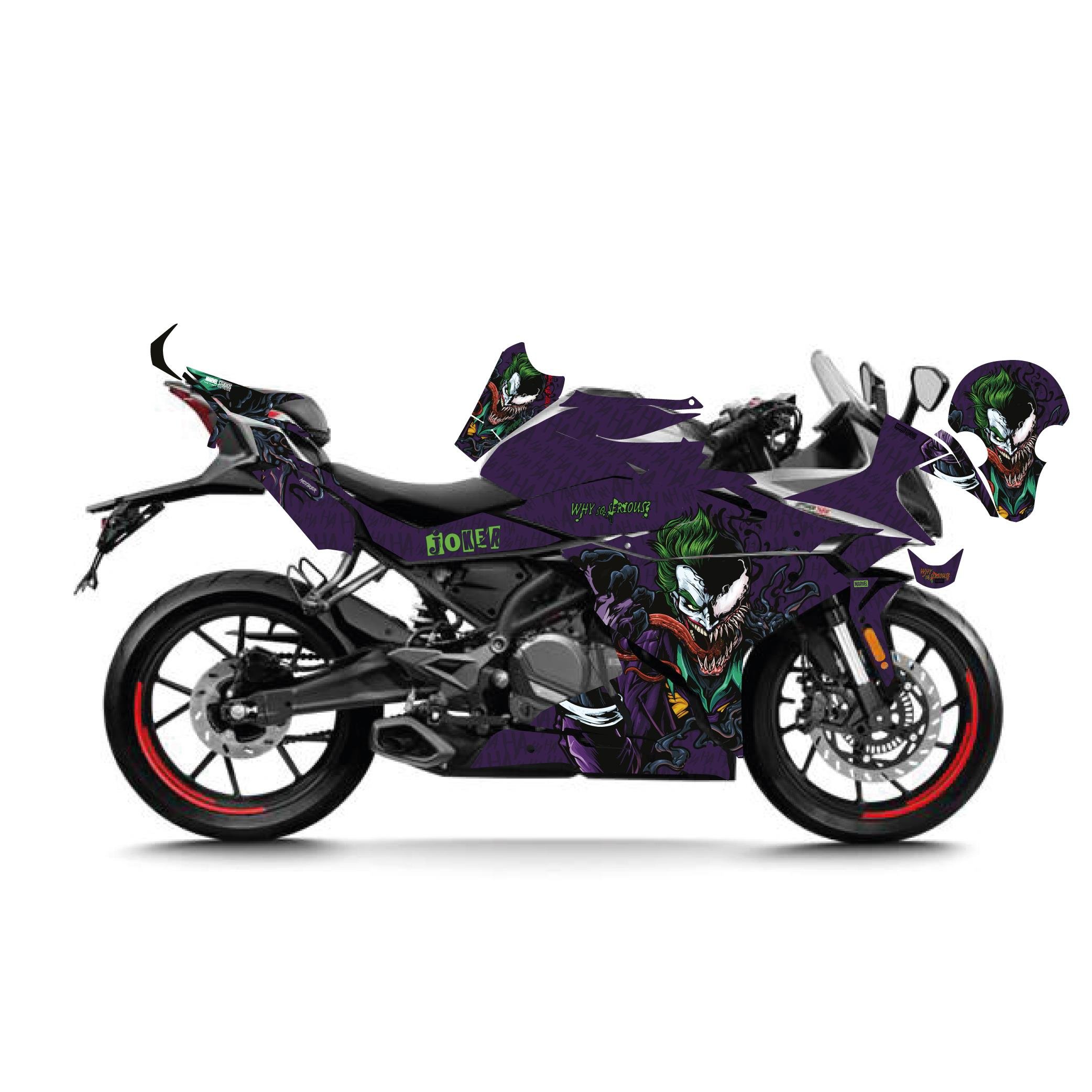 250SRCFMOTO 250SR Mor Joker Venom Sticker Parçalı Motosiklet Kaplama Etiket Modeli