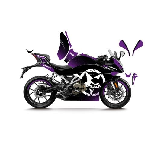 CFMOTO 250SR MOR PUNISHER MODEL PARÇALI MOTOSIKLET KAPLAMA STICKER ETIKET MODELI 