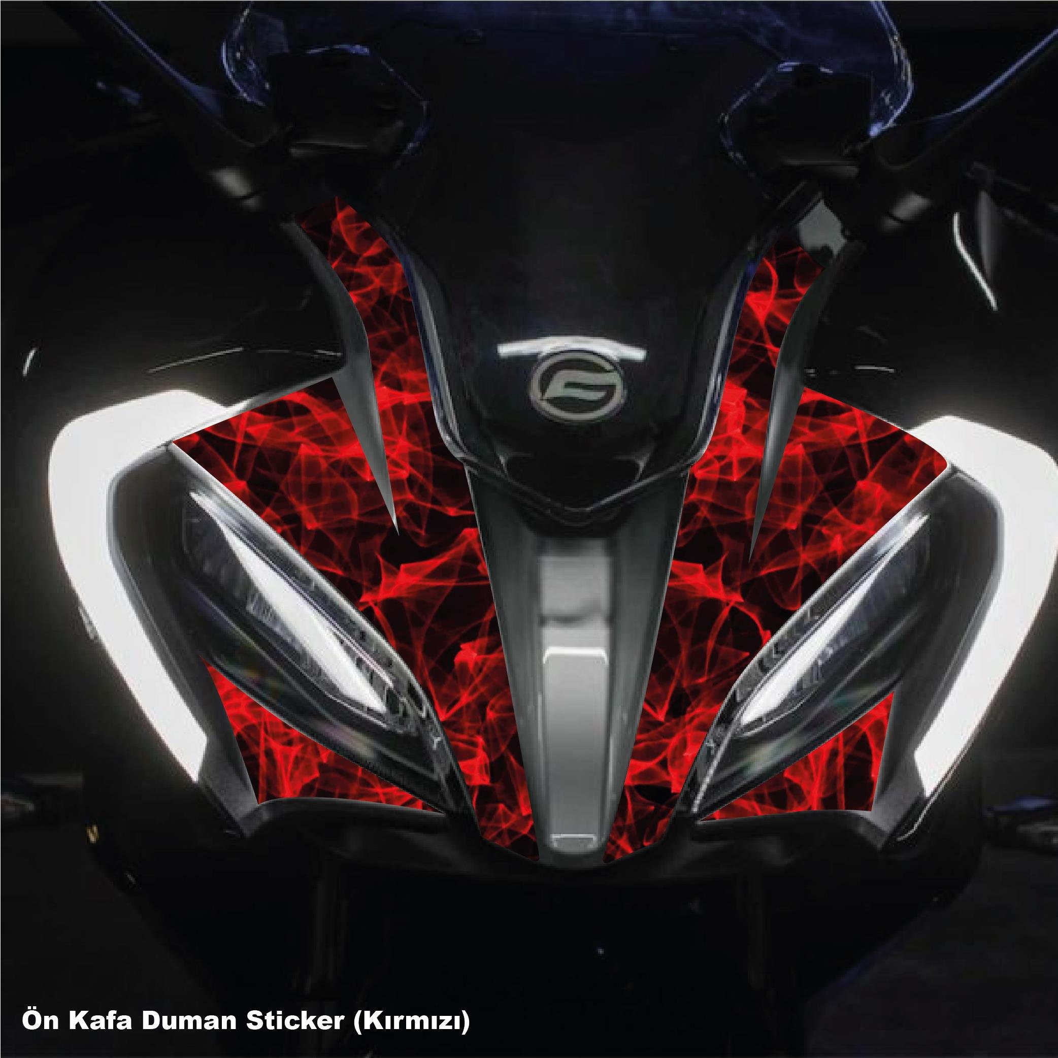 250SRCFMOTO 250SR ÖN KAFA KIRMIZI DUMAN PARÇALI KAPLAMA STICKER ETİKET MODELİ