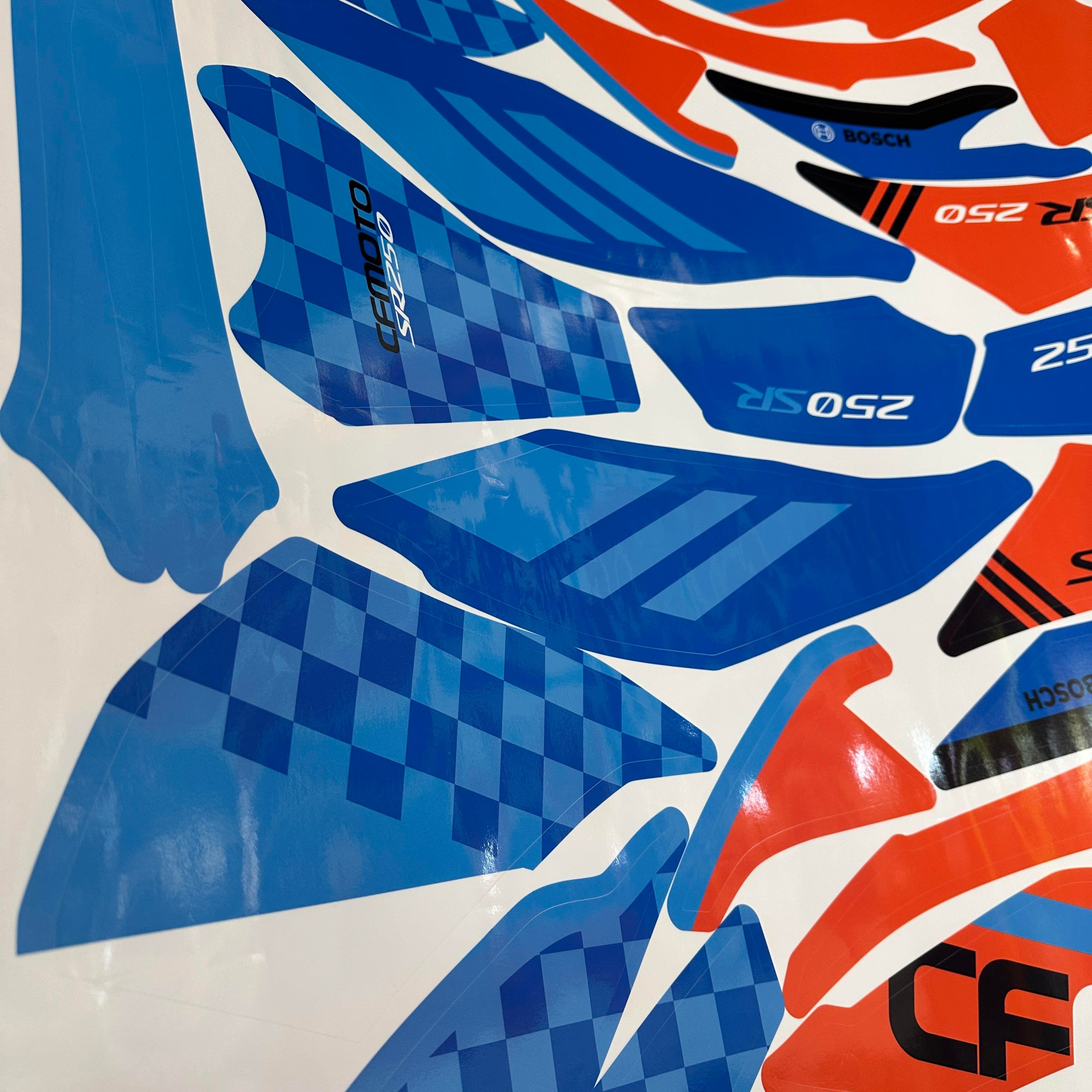 MotosikletCFMOTO 250SR Racing Model Motosiklet Sticker Etiket Kaplama Modeli Turuncu Mavi