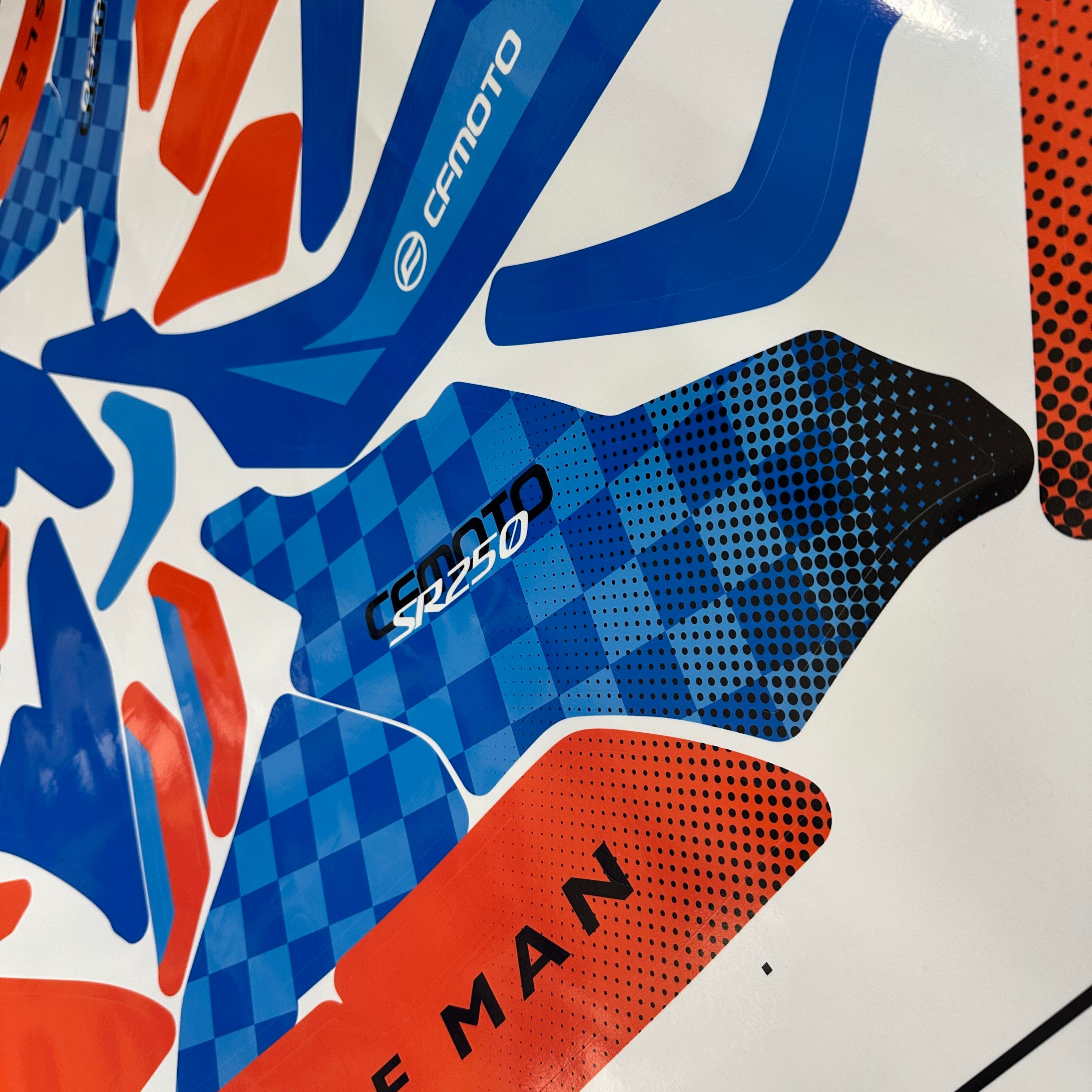 MotosikletCFMOTO 250SR Racing Model Motosiklet Sticker Etiket Kaplama Modeli Turuncu Mavi