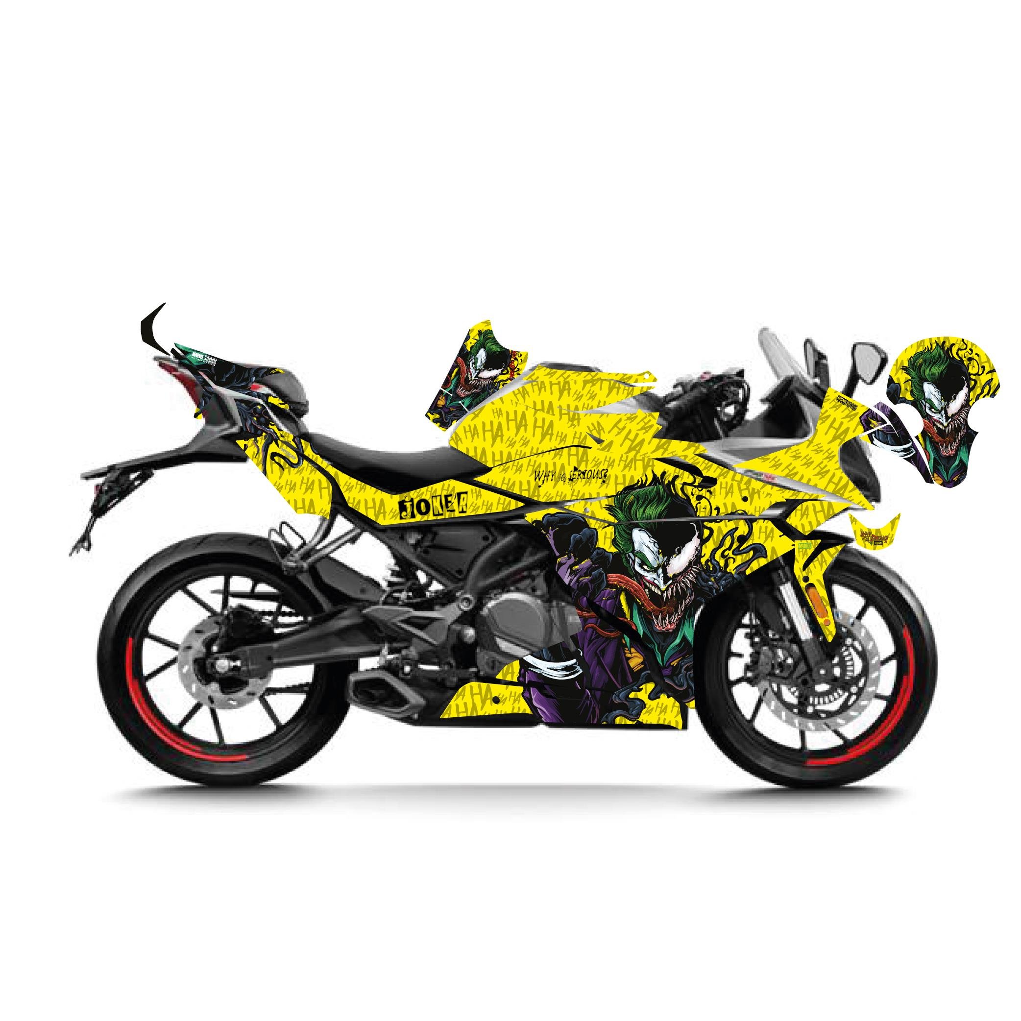 250SRCFMOTO 250SR Sarı Joker Venom Sticker Parçalı Motosiklet Kaplama Etiket Modeli