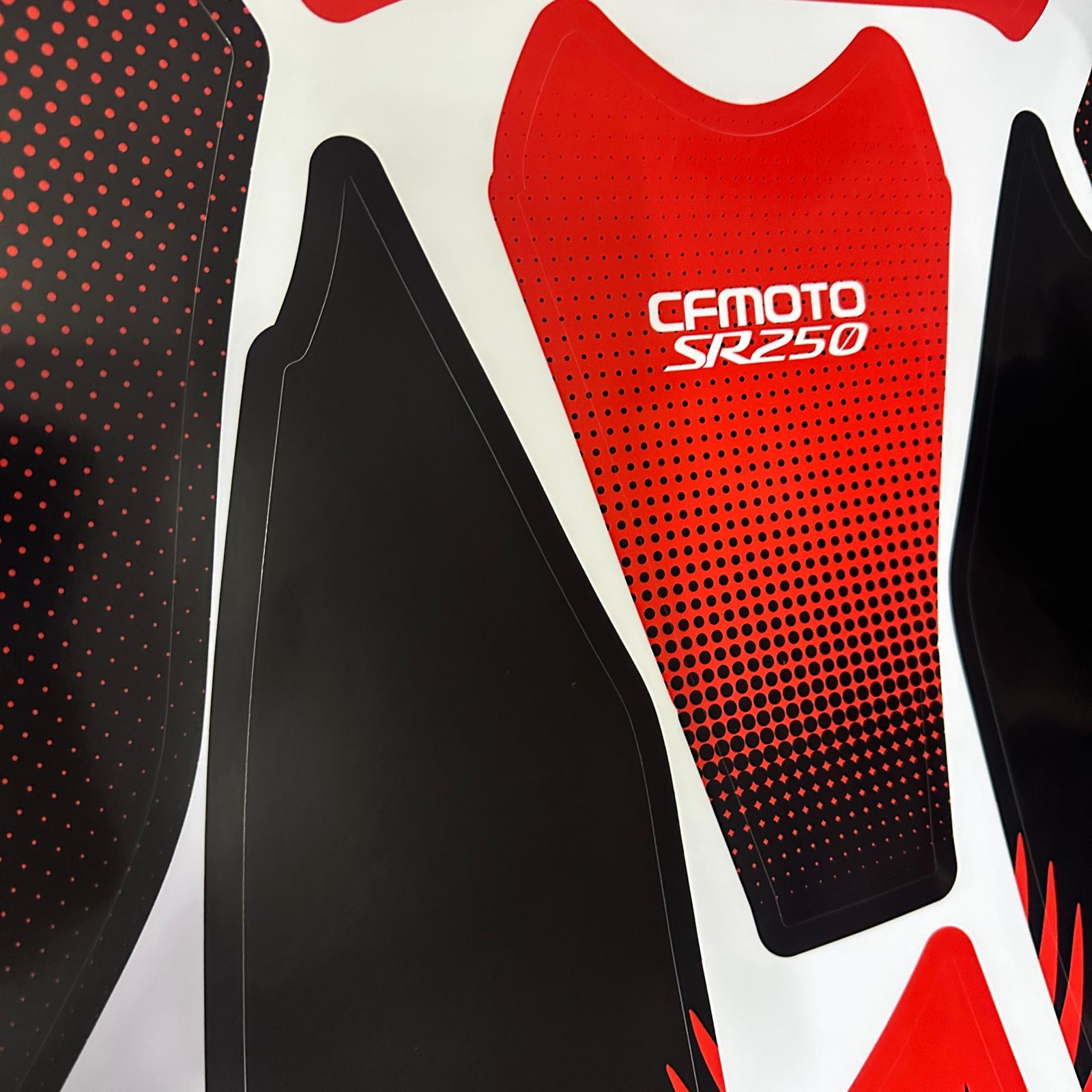 250SRCFMOTO 250SR SARI KIRMIZI DRAGON MODEL PARÇALI MOTOSIKLET KAPLAMA STICKER ETIKET MODELI 