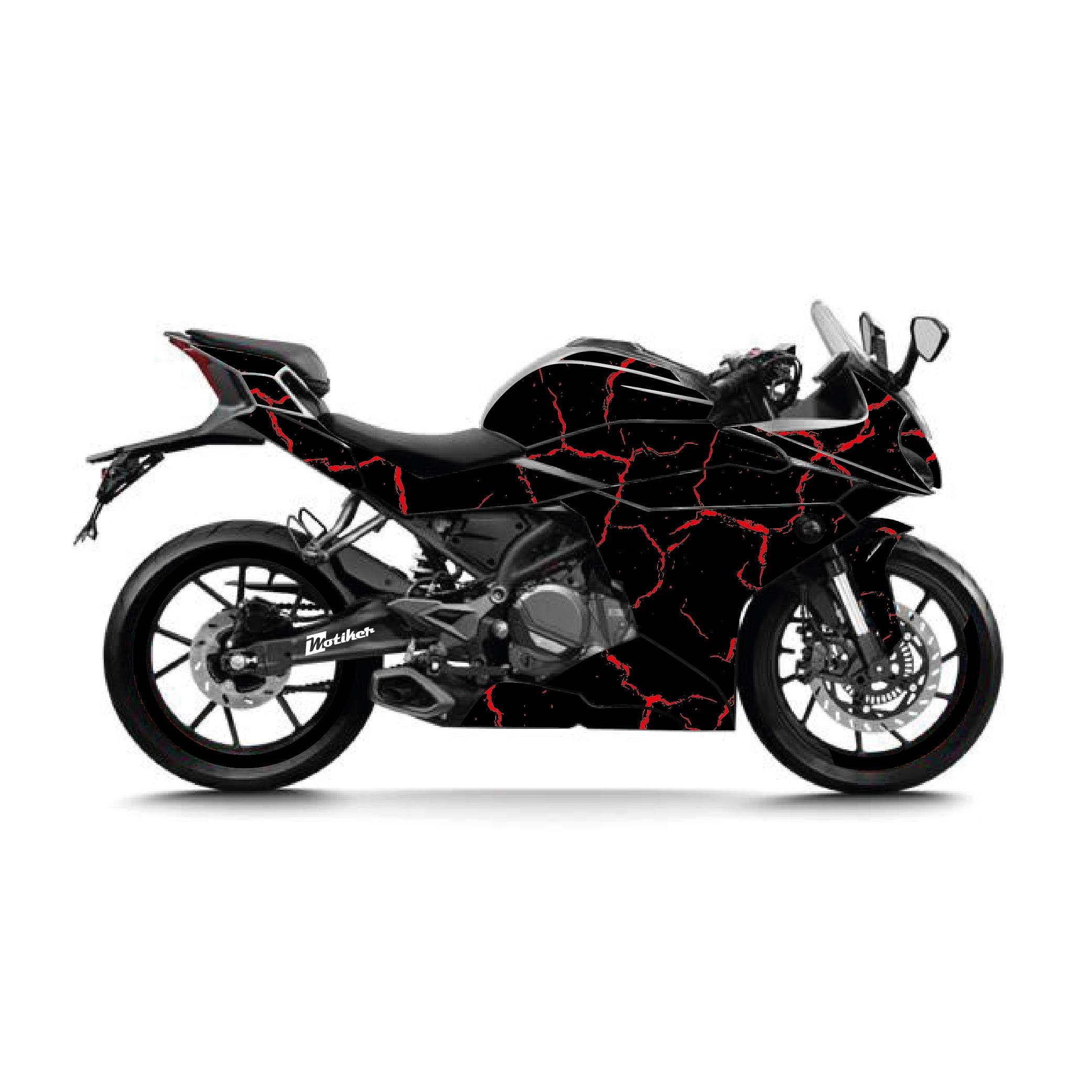 250SRCFMOTO 250SR Sticker 2020-2024 Şimşek Desen Kaplama Sticker Etiket Modeli Kırmızı