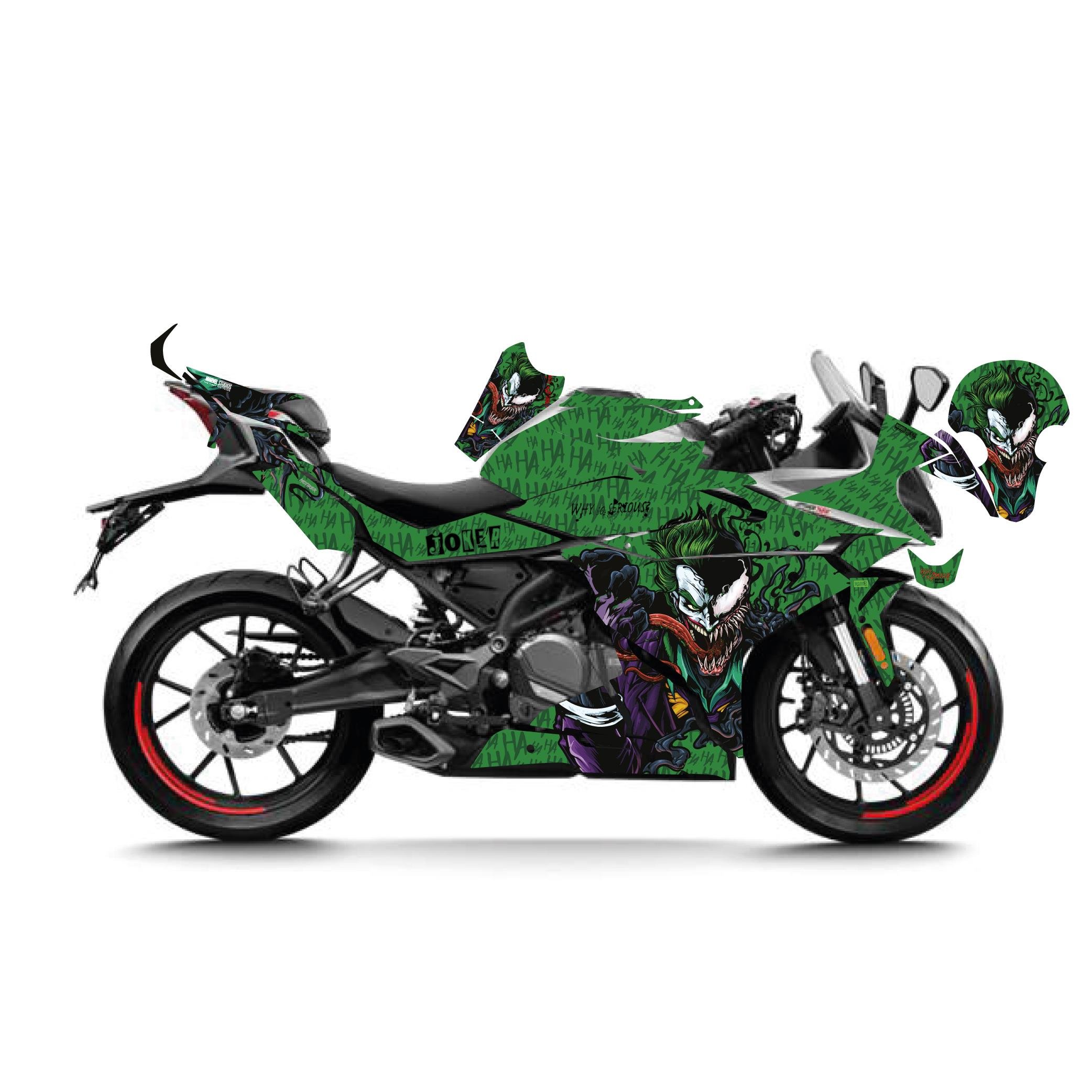 250SRCFMOTO 250SR Yeşil Joker Venom Sticker Parçalı Motosiklet Kaplama Etiket Modeli