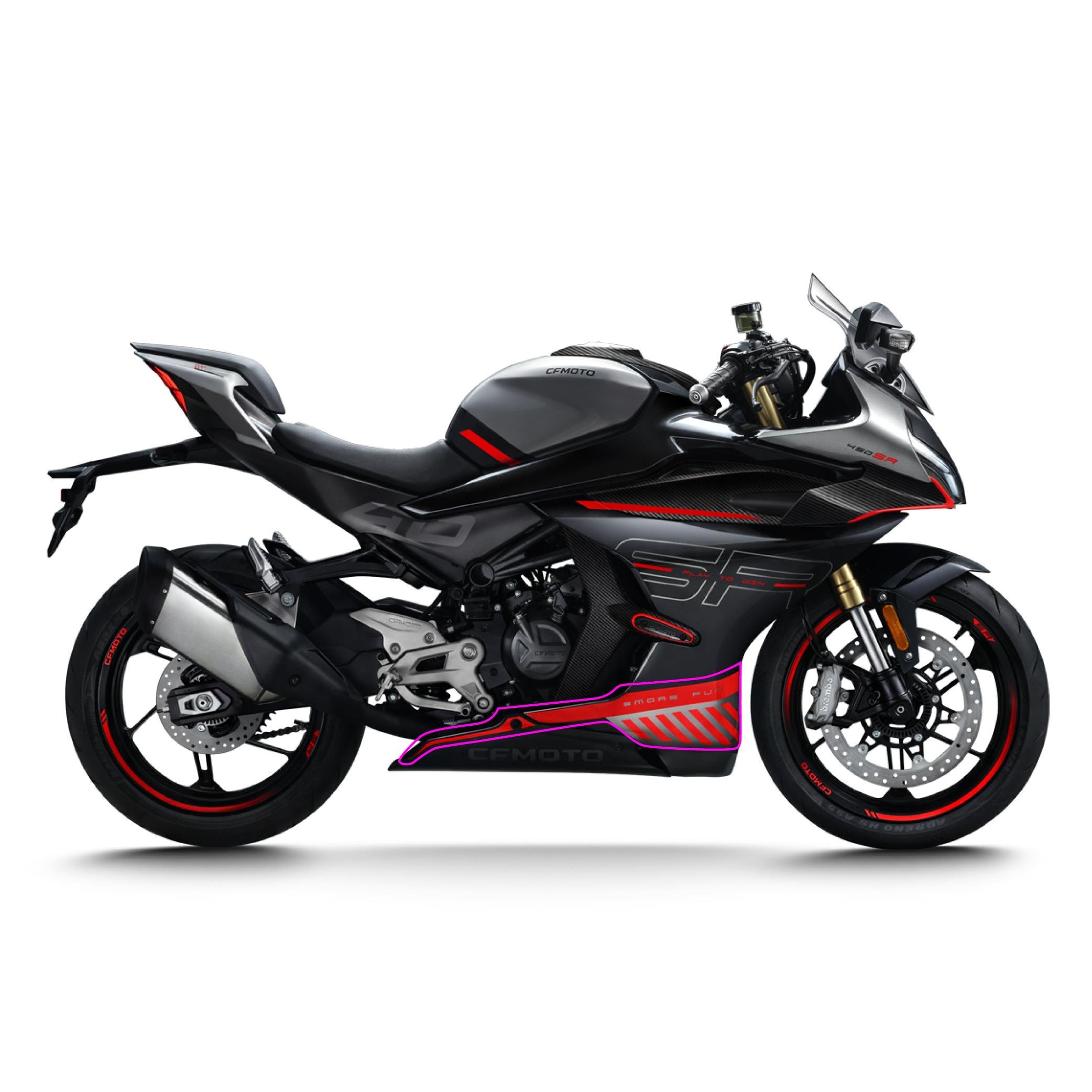 450SRCFMOTO 450SR ALT SAKAL KIRMIZI ORJINAL STICKER TASARIM ETIKET MODELİ