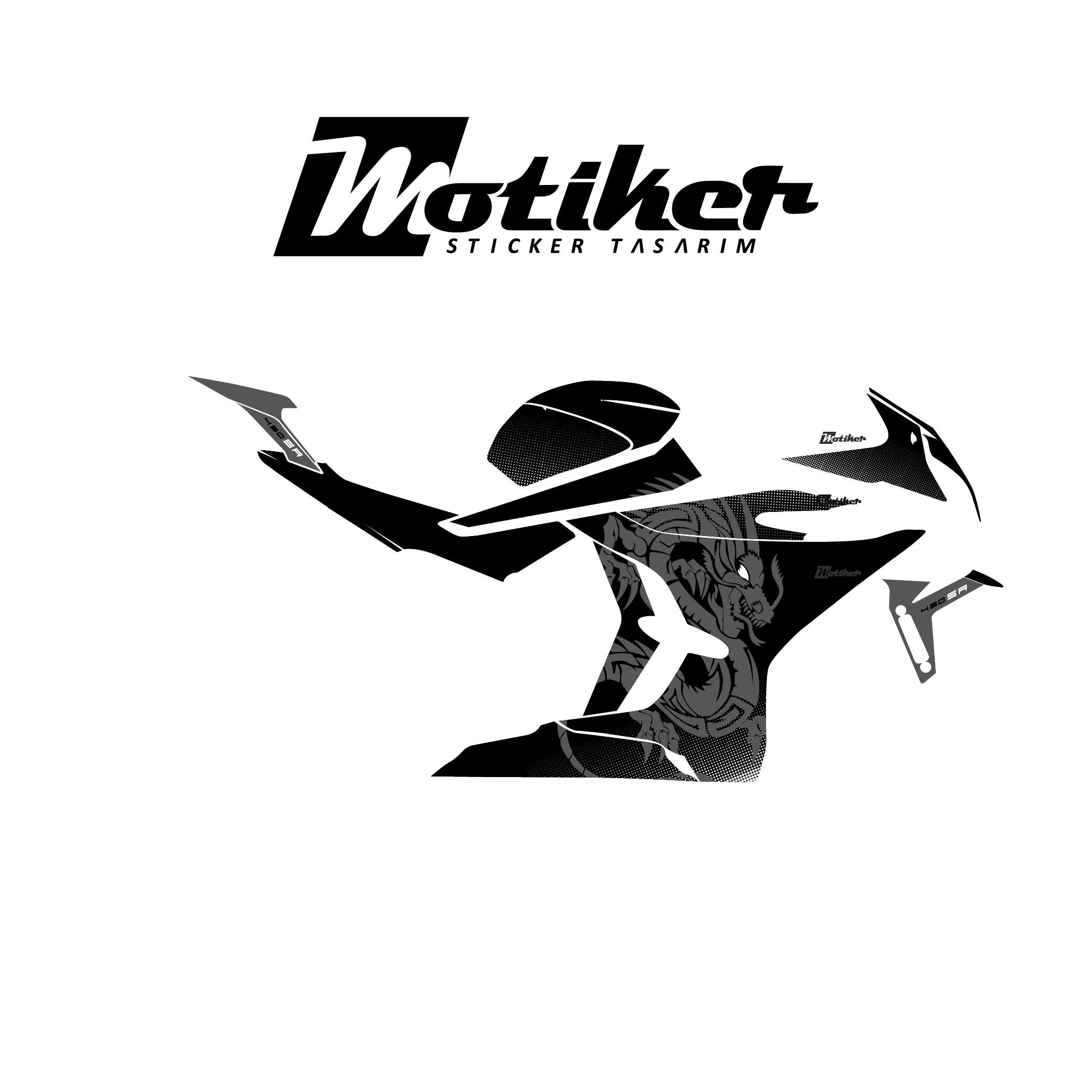 450SRCFMOTO 450SR Dragon Gri / Beyaz Motosiklet Kaplaması